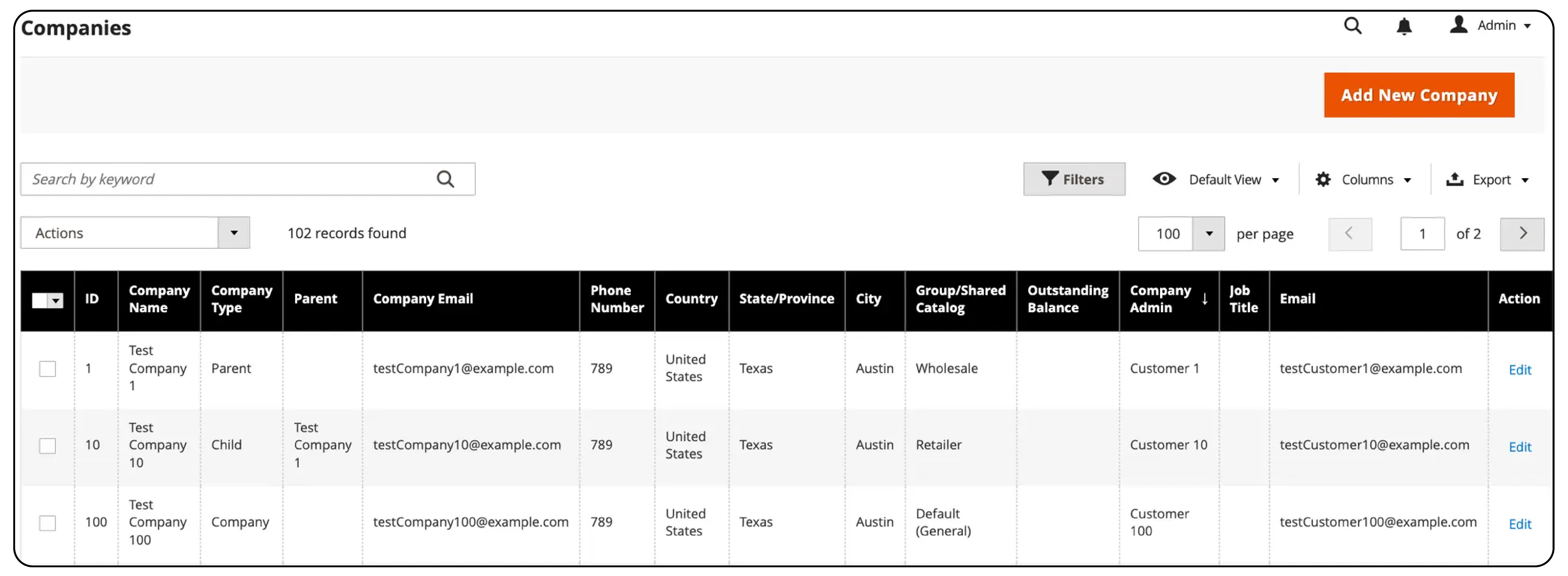 Companies in Magento 2 B2B Company Structure