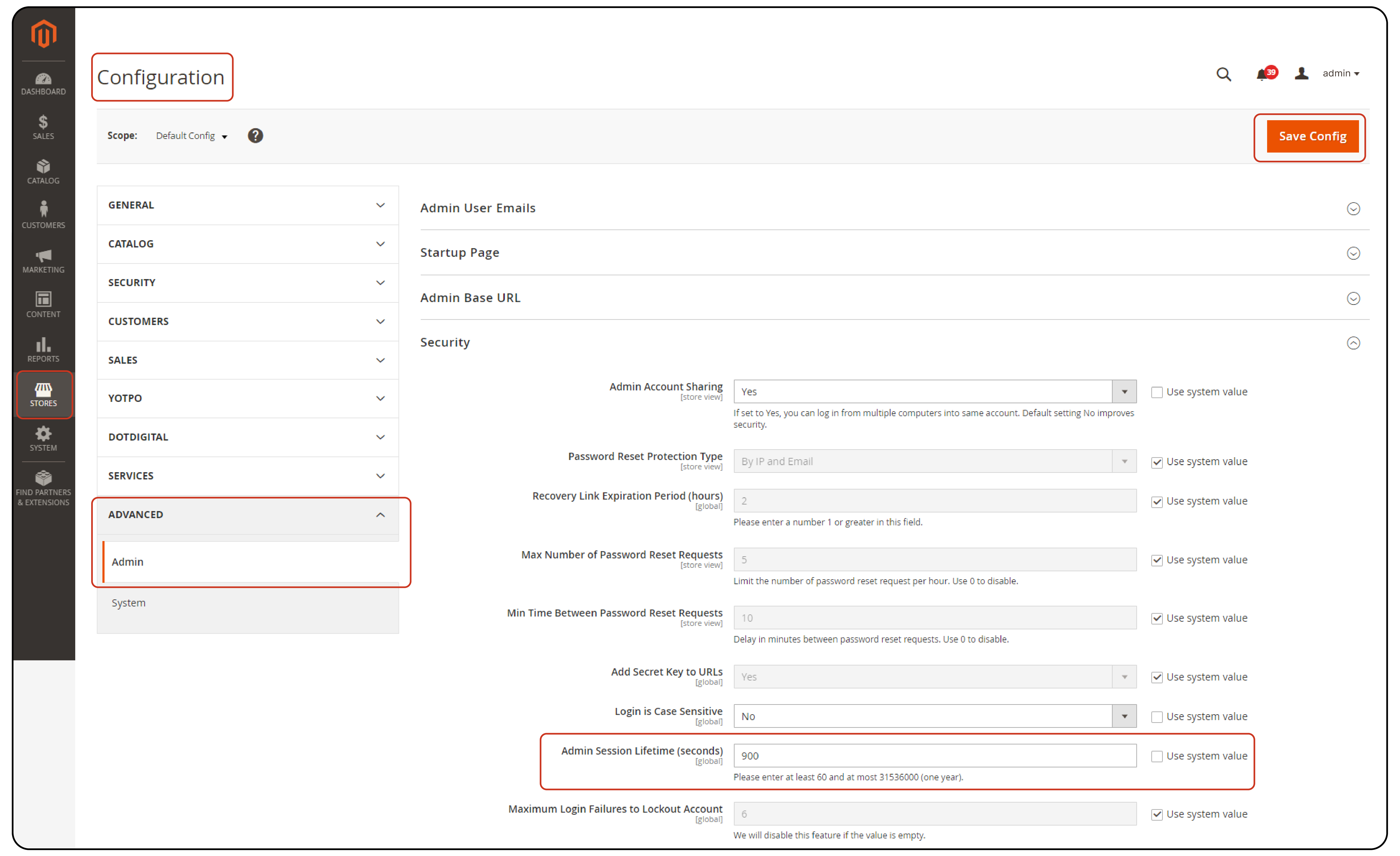 Configure Admin Session Lifetime in Magento 2 - Steps
