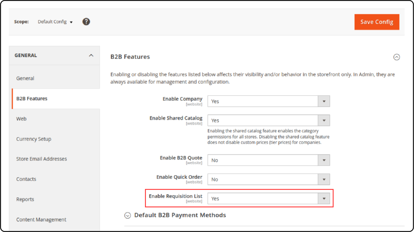 Enabling Magento 2 b2b requisition lists