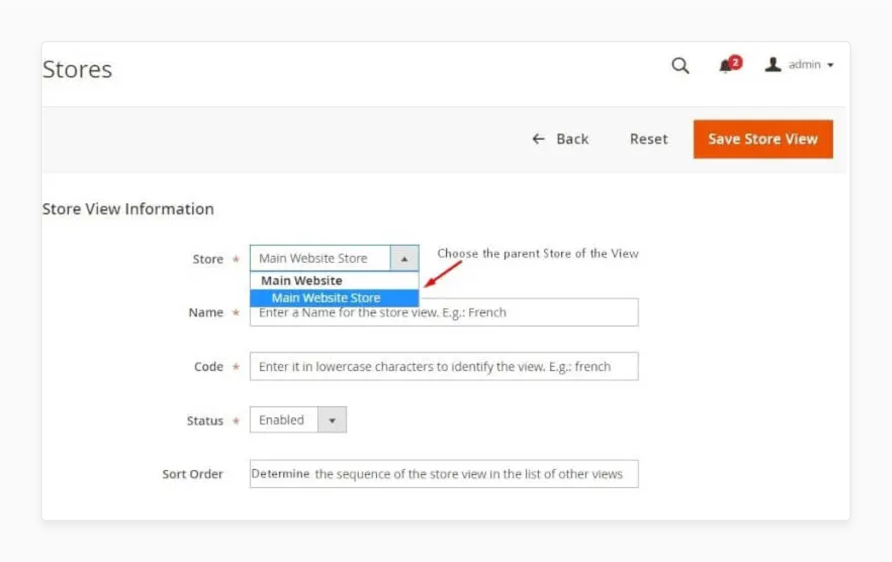 creating a new store view in magento 2 to enable translation and localization for different languages