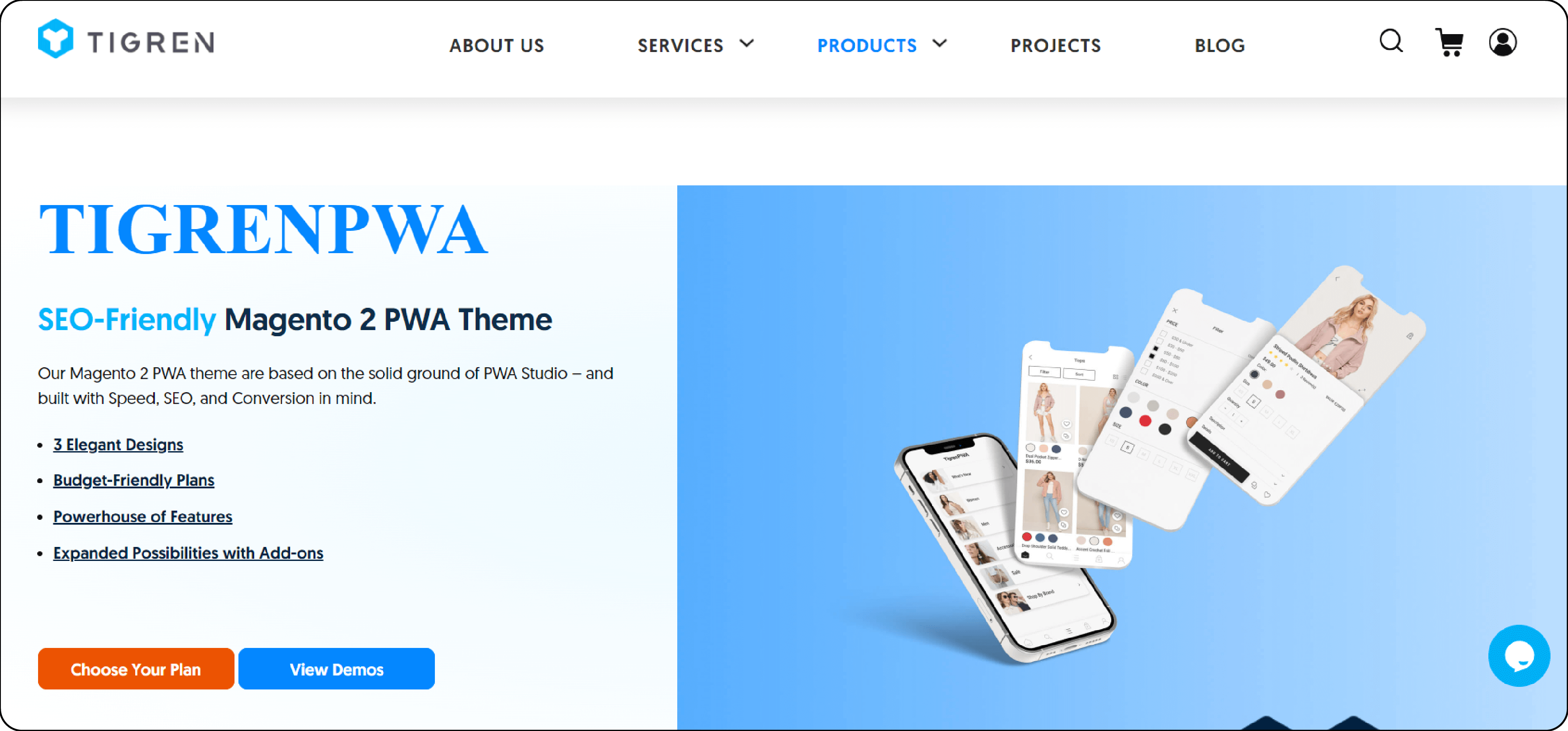 TigrenPWA Magento Web Hosting Theme