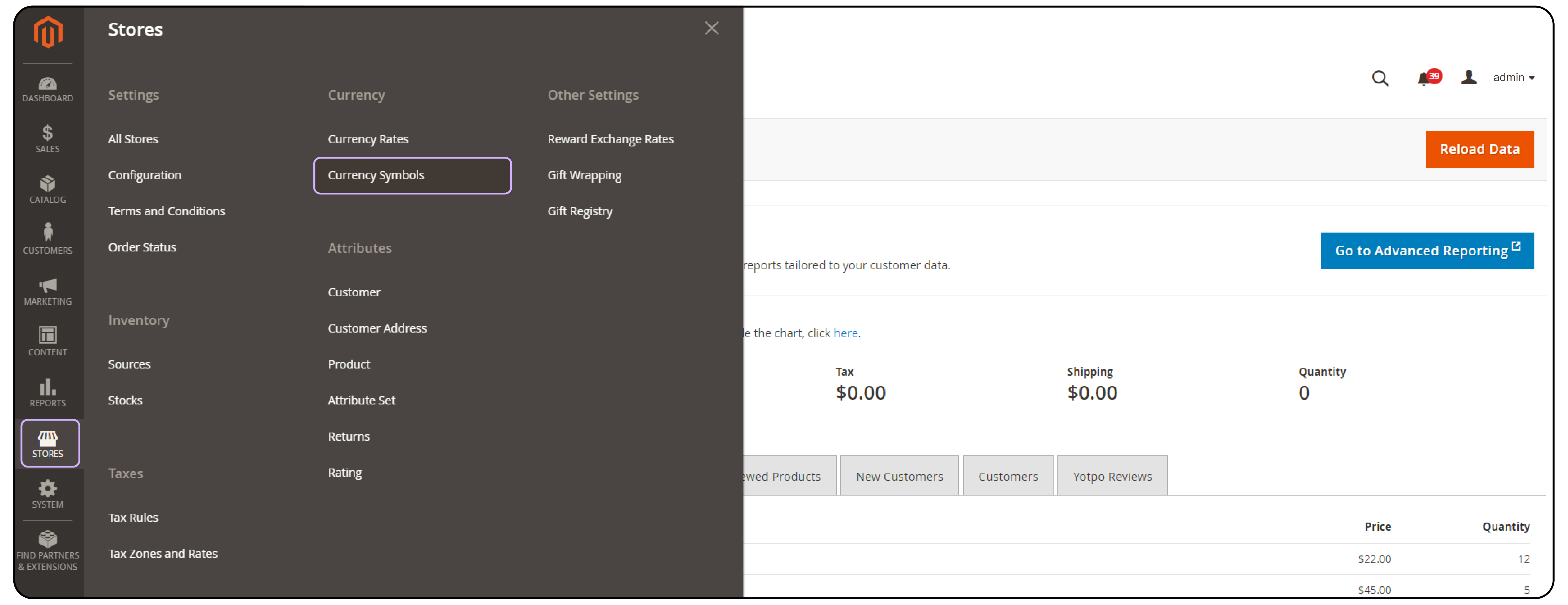 Navigate to currency symbols