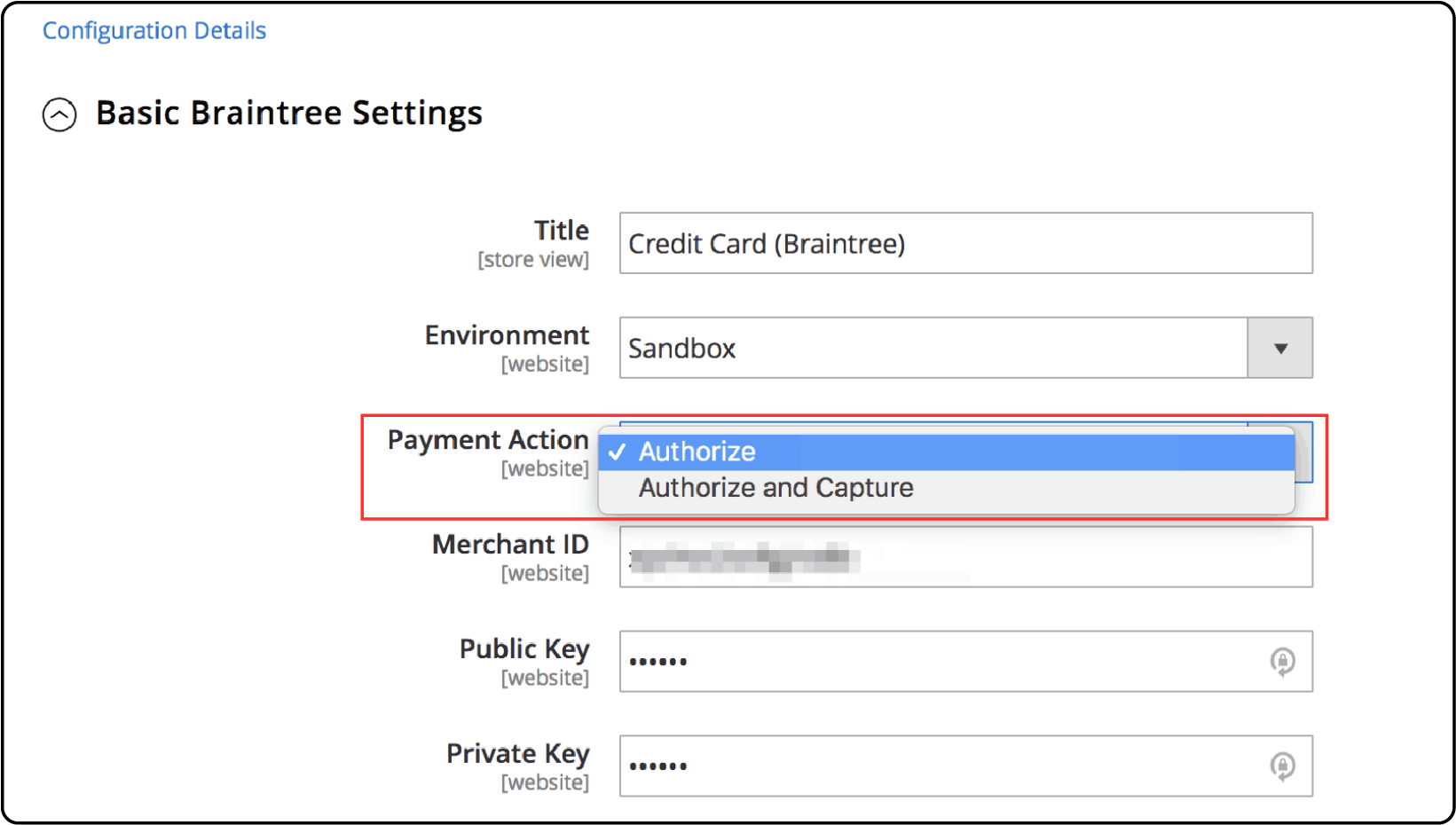 Payment Action Field in Magento Signifyd