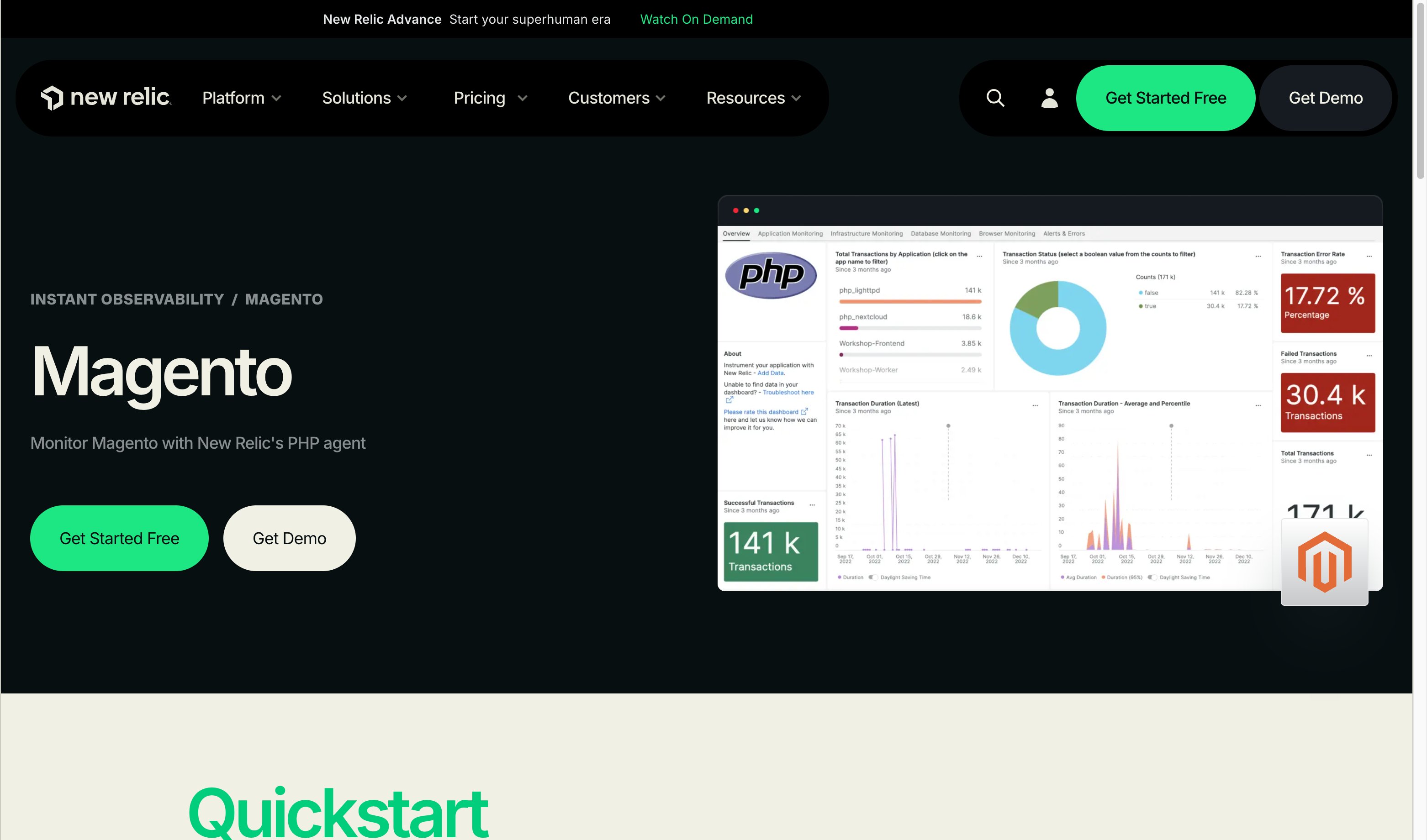 New Relic Magento Monitoring Dashboard