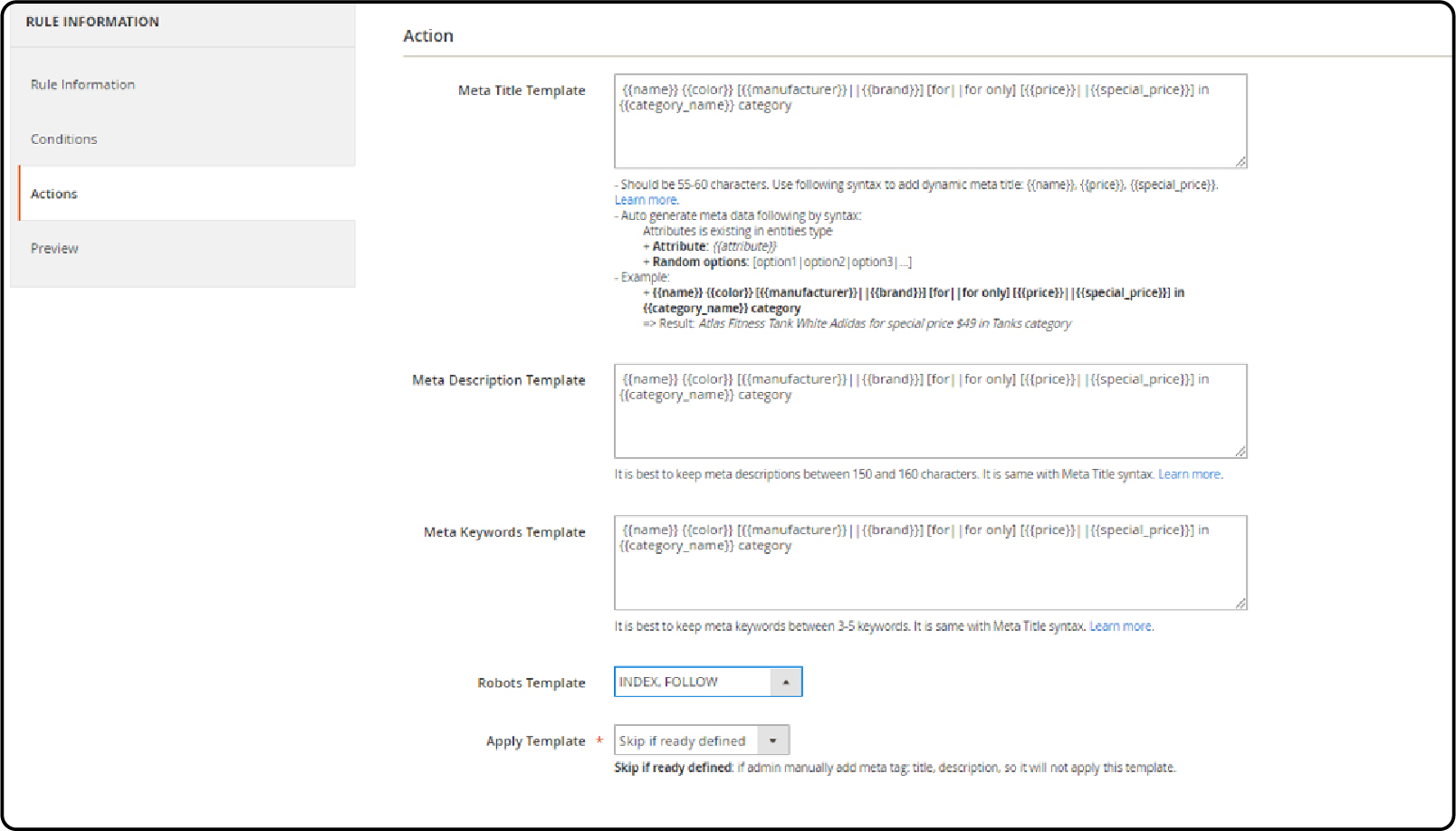 Setting Meta Data SEO Rules: Meta Description Enhancement