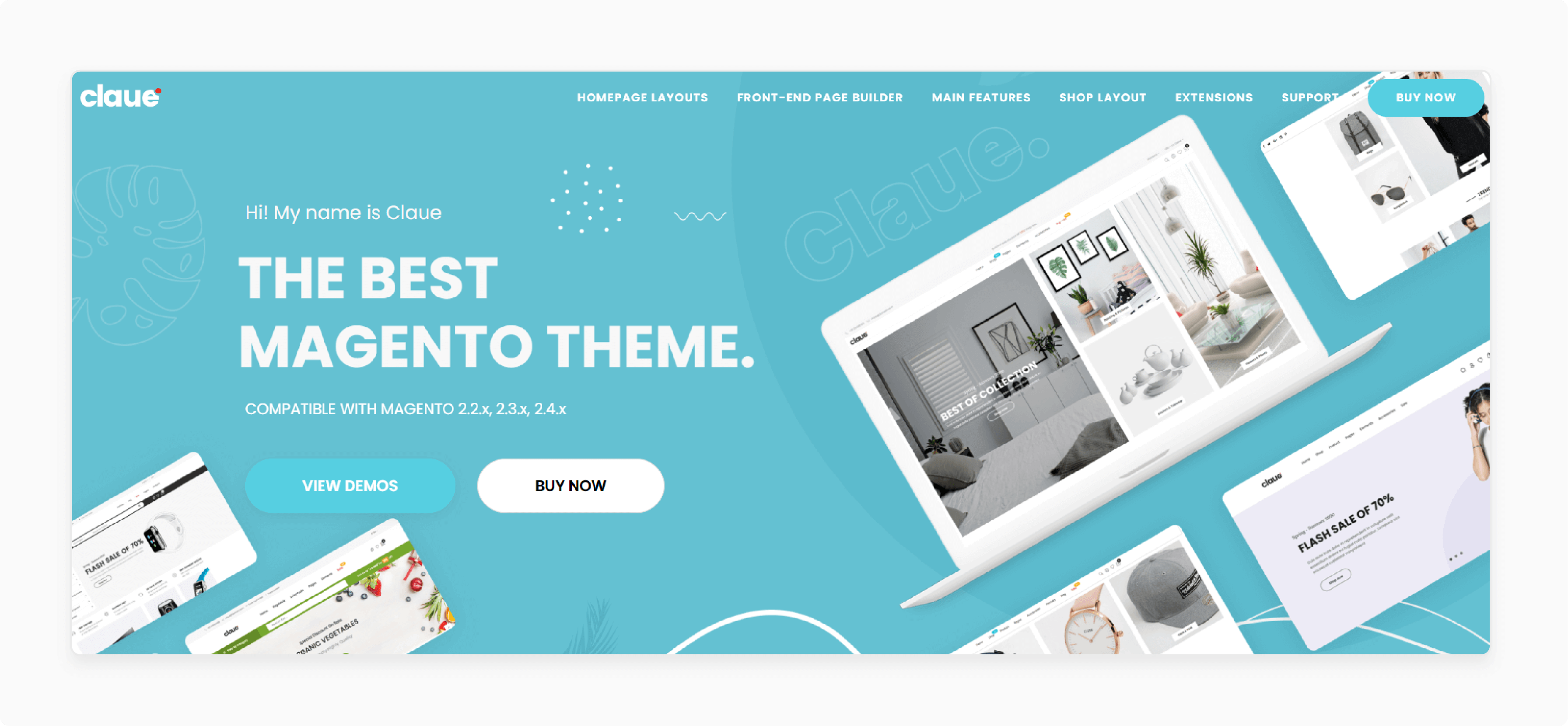 Claue Magento 2 theme supports mobile optimization and clean design Claue Magento 2 Theme
