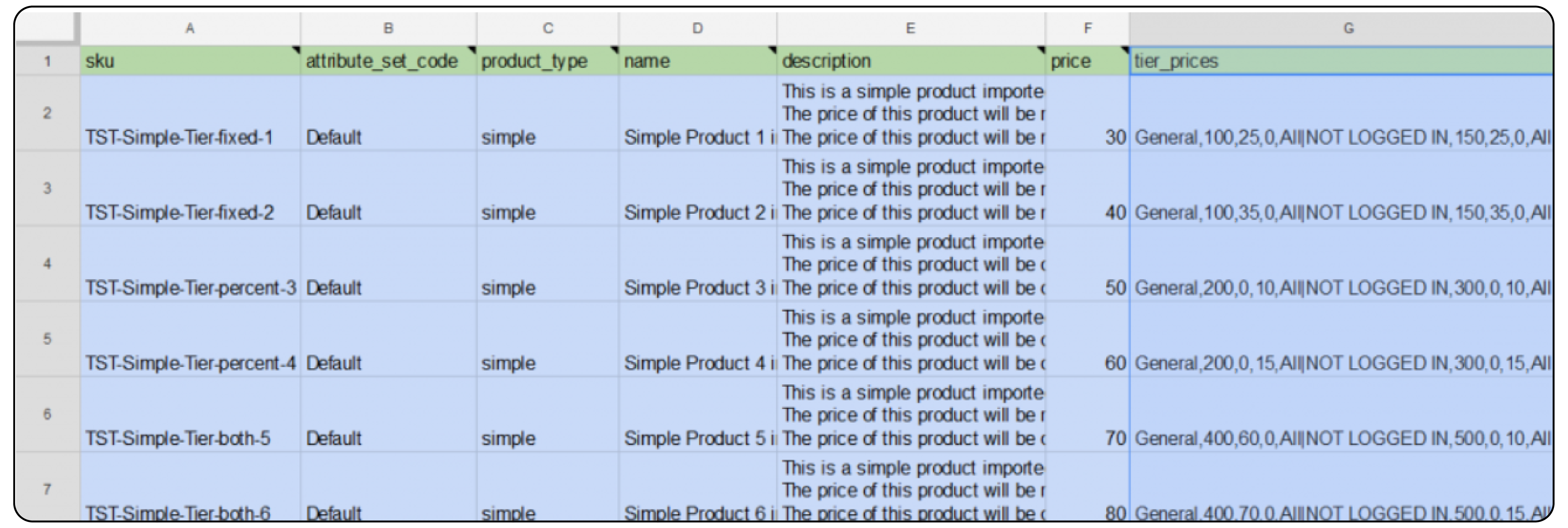 Creating a CSV file for importing tier prices into Magento 2