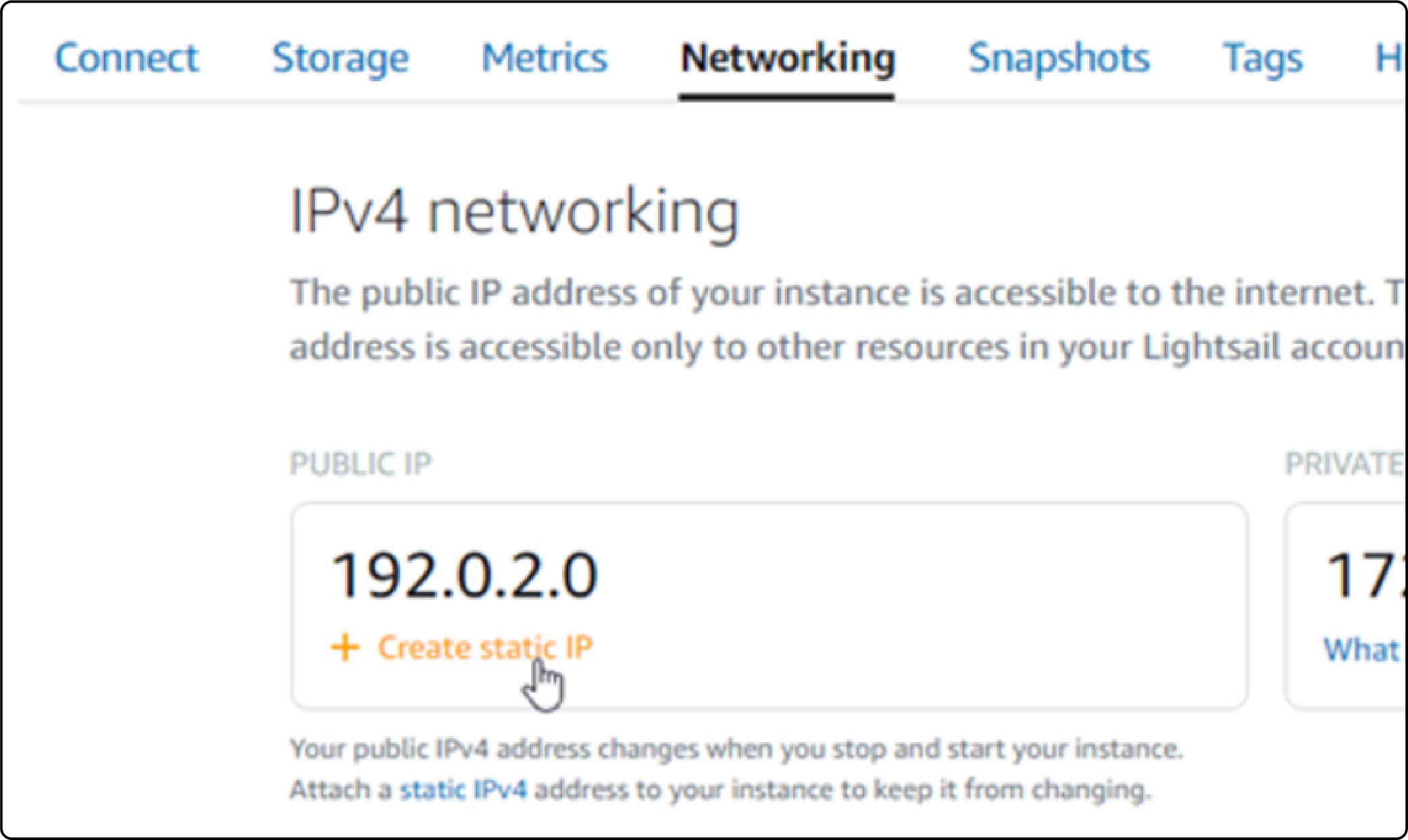 Assign static IP address to Magento instance on AWS Lightsail