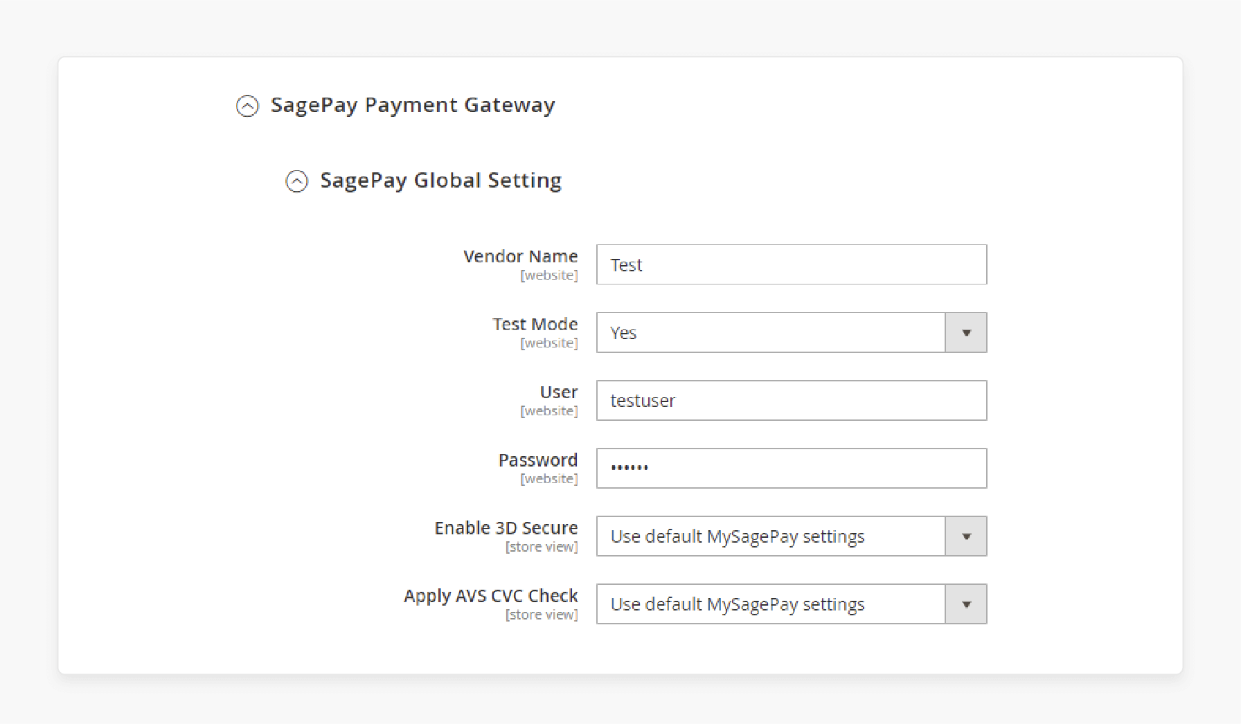 configure the sagepay extension in magento 2 for payment processing