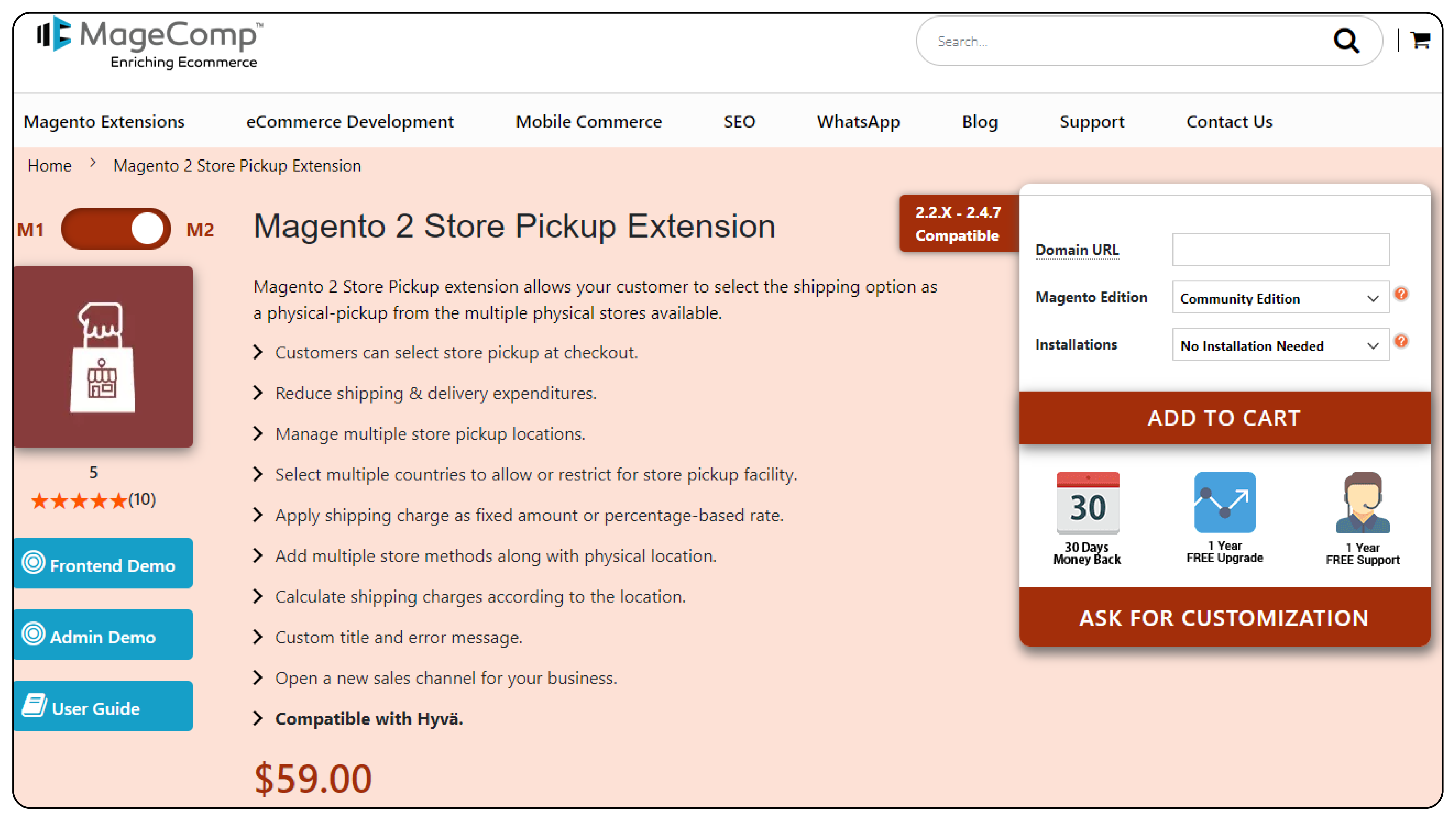 Magento 2 Store Pickup Extension - MageComp