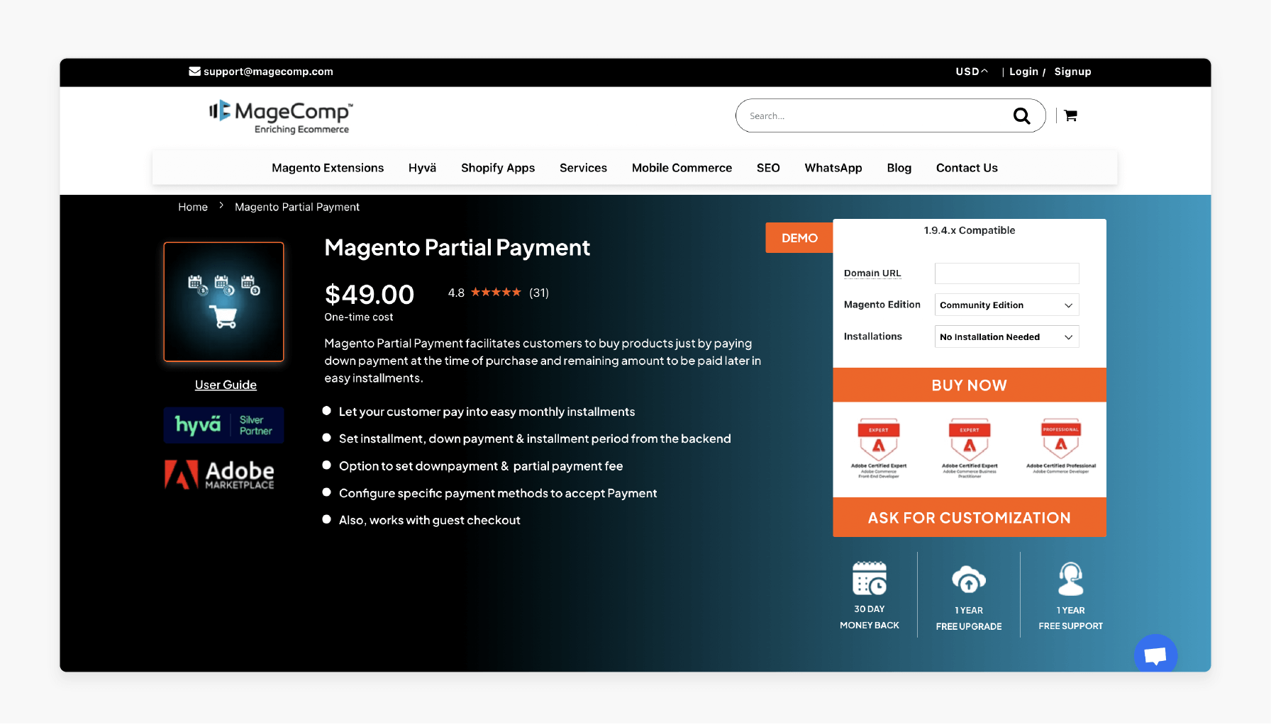 MageComp Magento 2 Partial Payment Extension