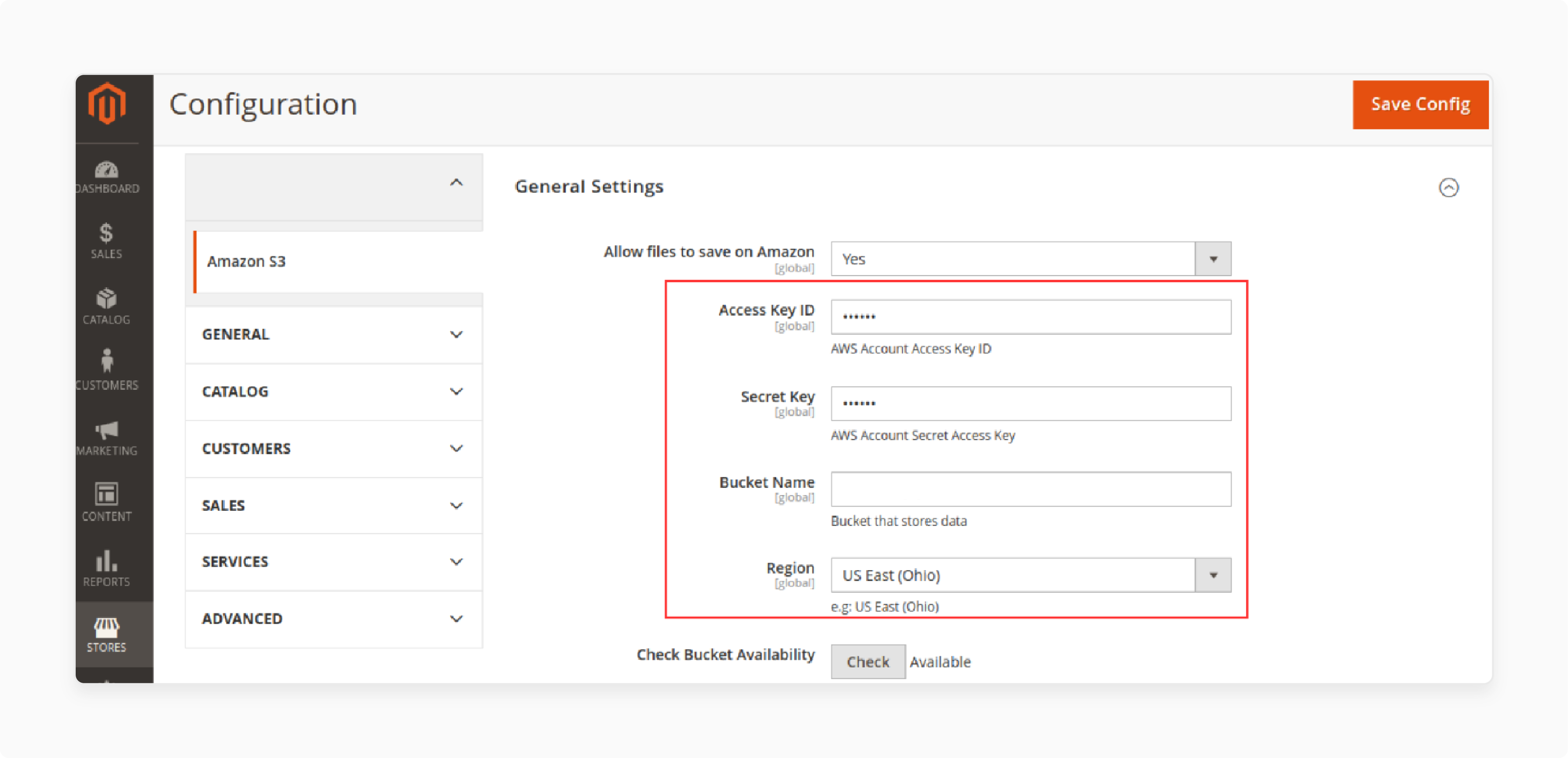 Bucket name in Magento 2 Amazon S3