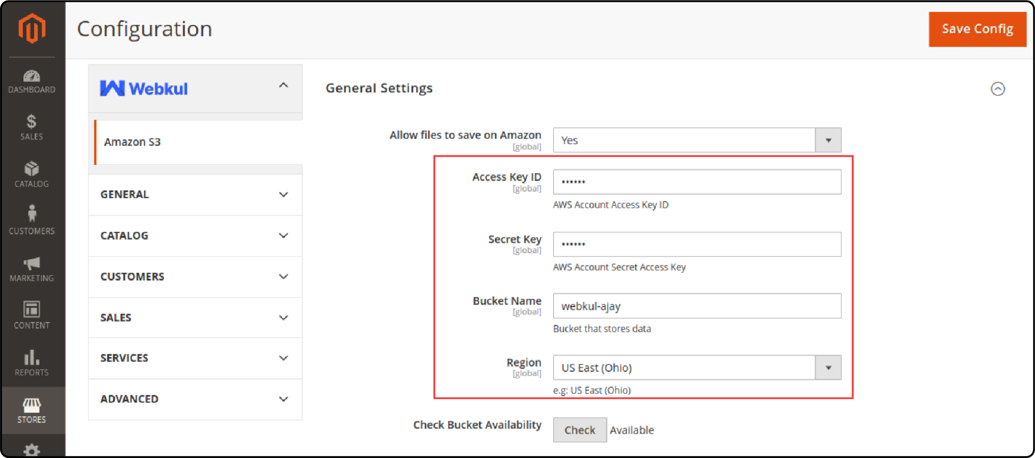 Bucket name in Magento 2 Amazon S3