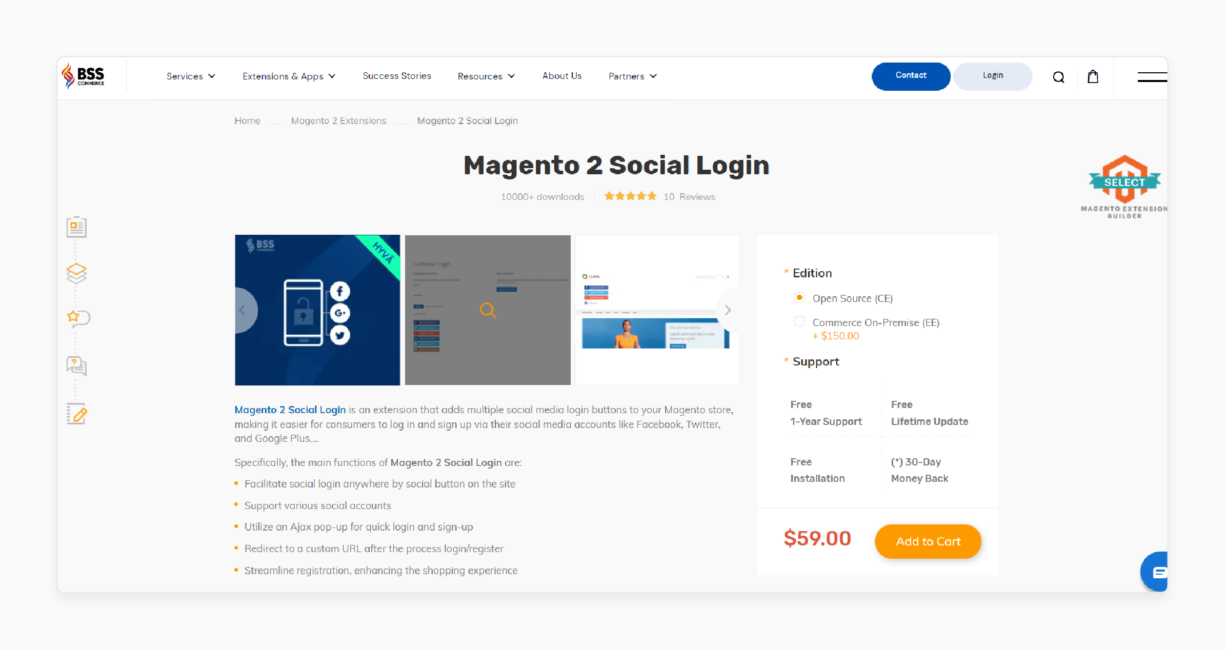 BSSCommerce Magento 2 Social Login Extension