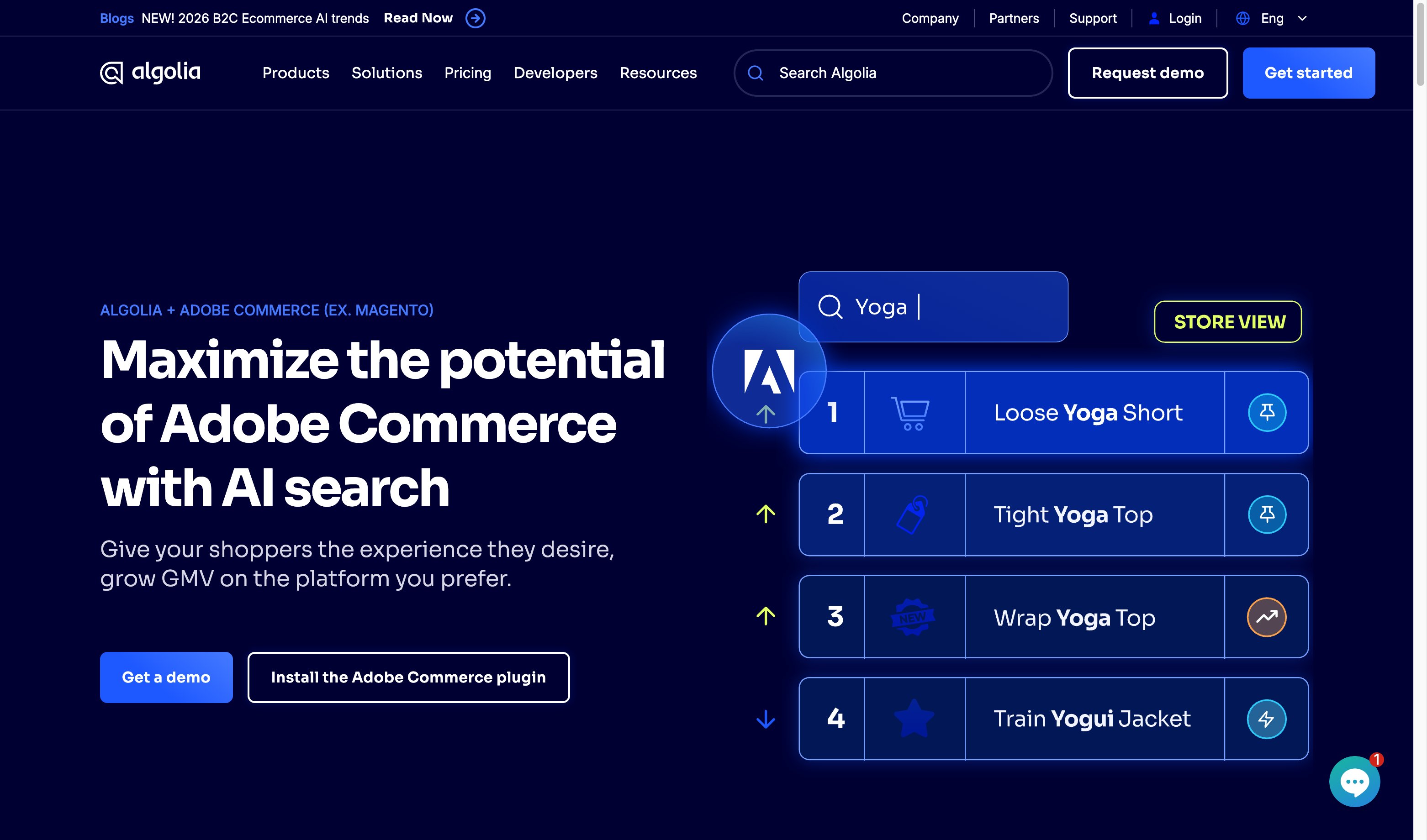 Algolia InstantSearch for Magento Algolia AI search for Adobe Commerce with instant product results and ranking intelligence