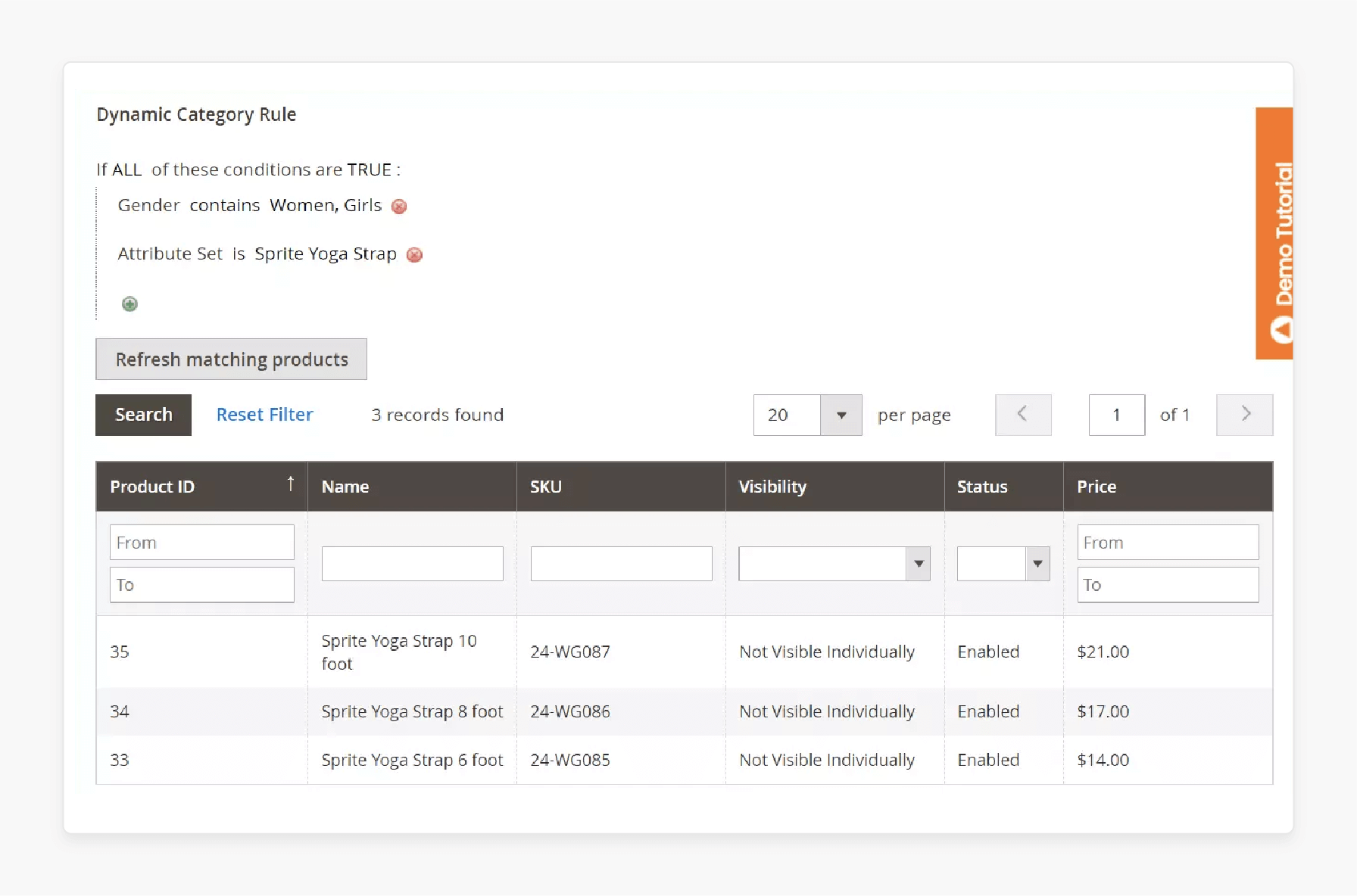 Check products before saving categories Preview products in dynamic categories