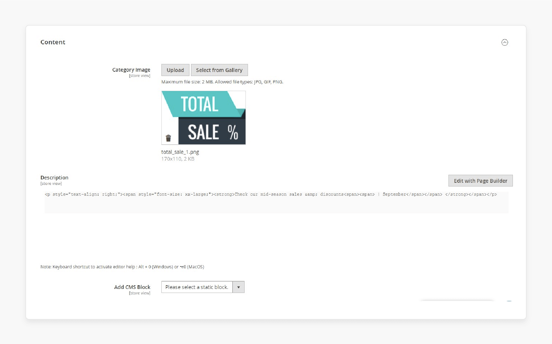 Enhance categories with content Add details to product categories