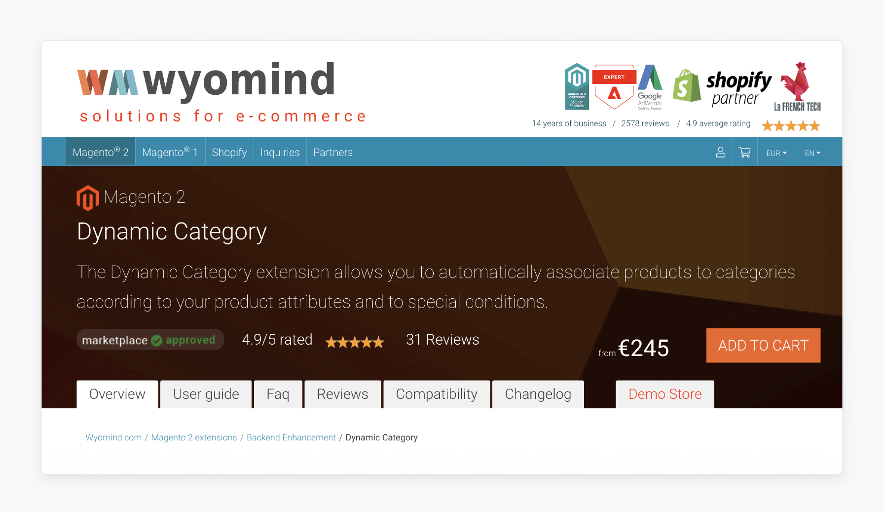 Dynamic categories by Wyomind Wyomind category extension for Magento
