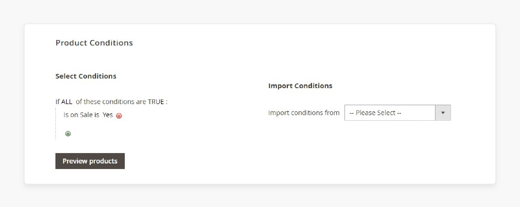 Create product-based conditions in Magento Define rules for product categories