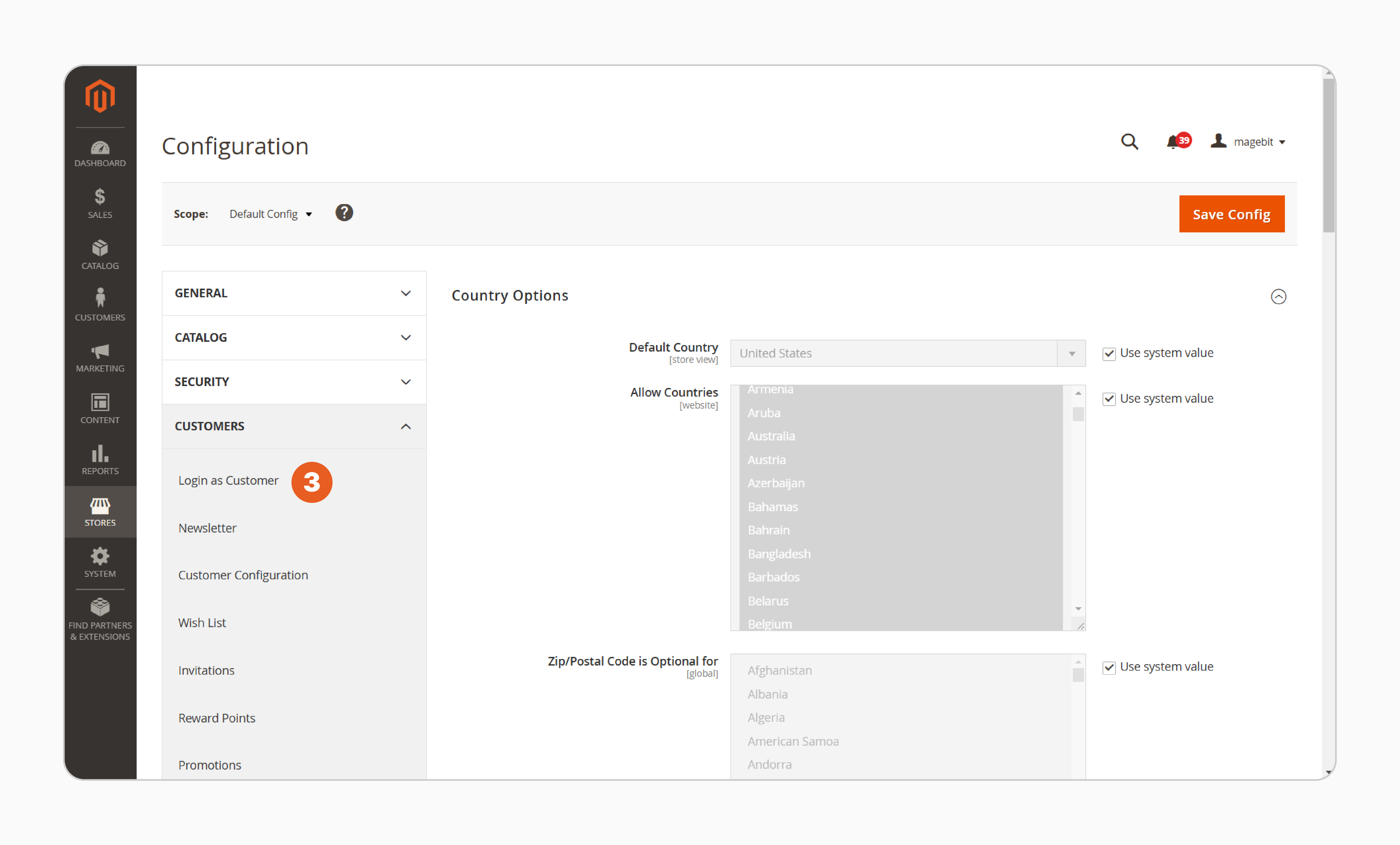adjusting store view and cache settings for customer id activation in magento 2