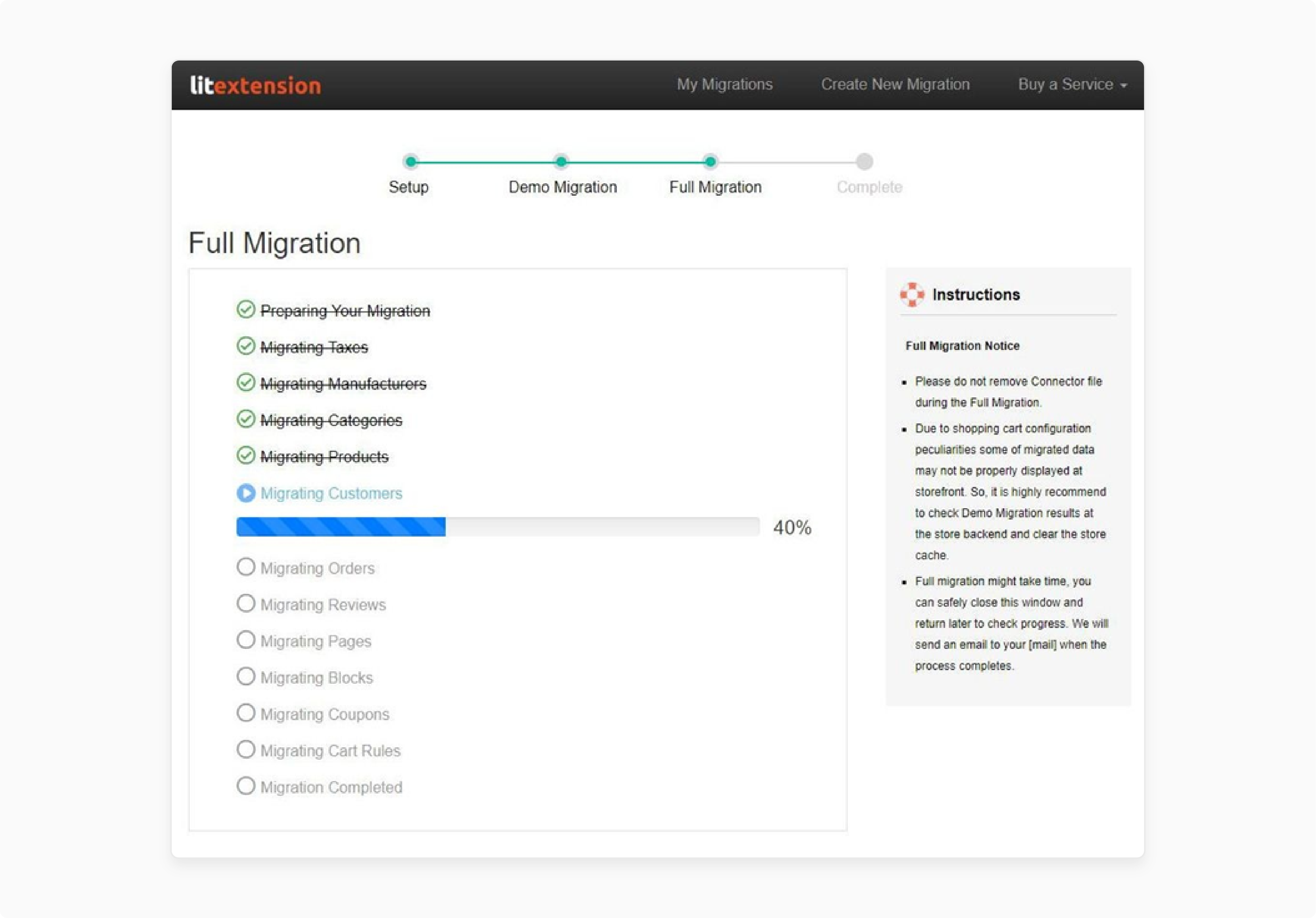 Launch the zoey to magento migration