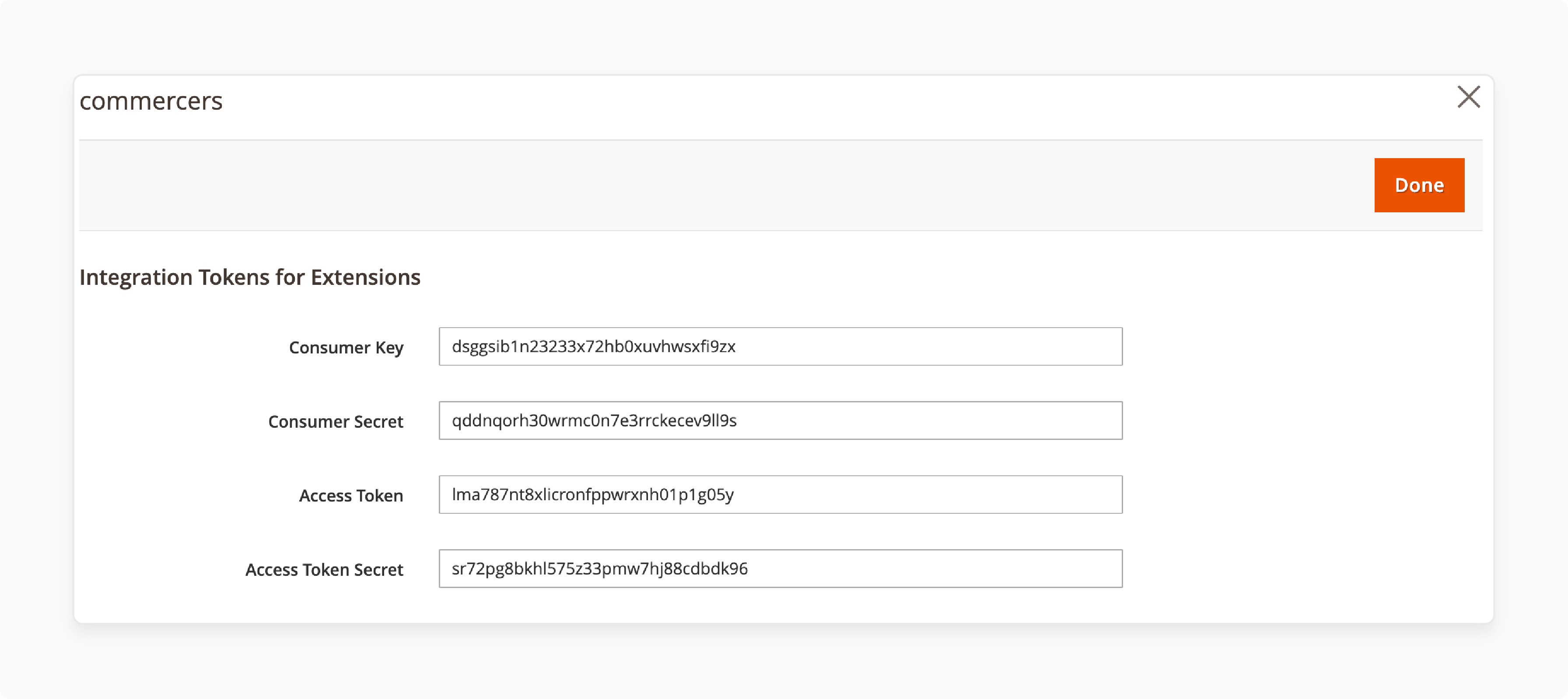 Copying OAuth keys from Magento backend