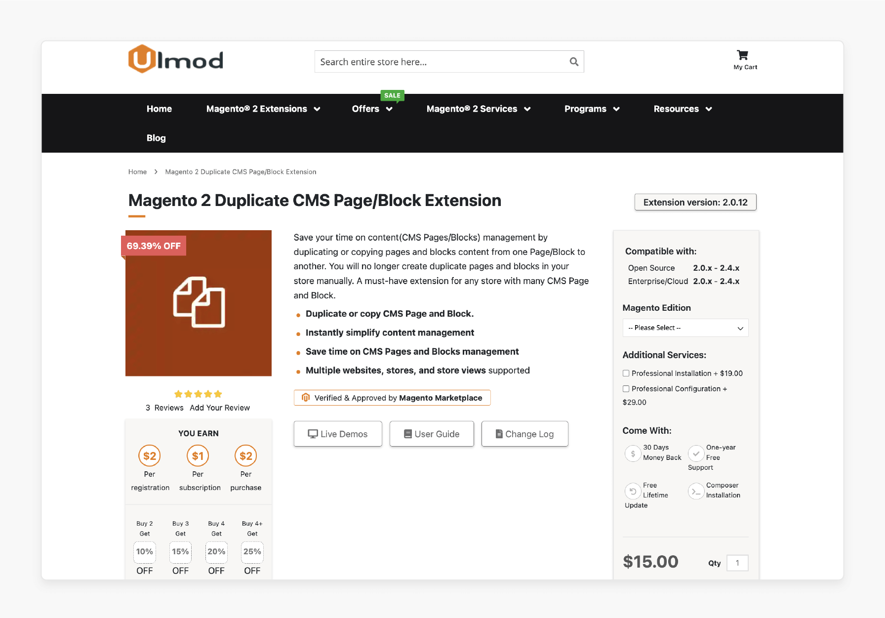 Magento 2 Duplicate CMS Page/Block Extension - Ulmod