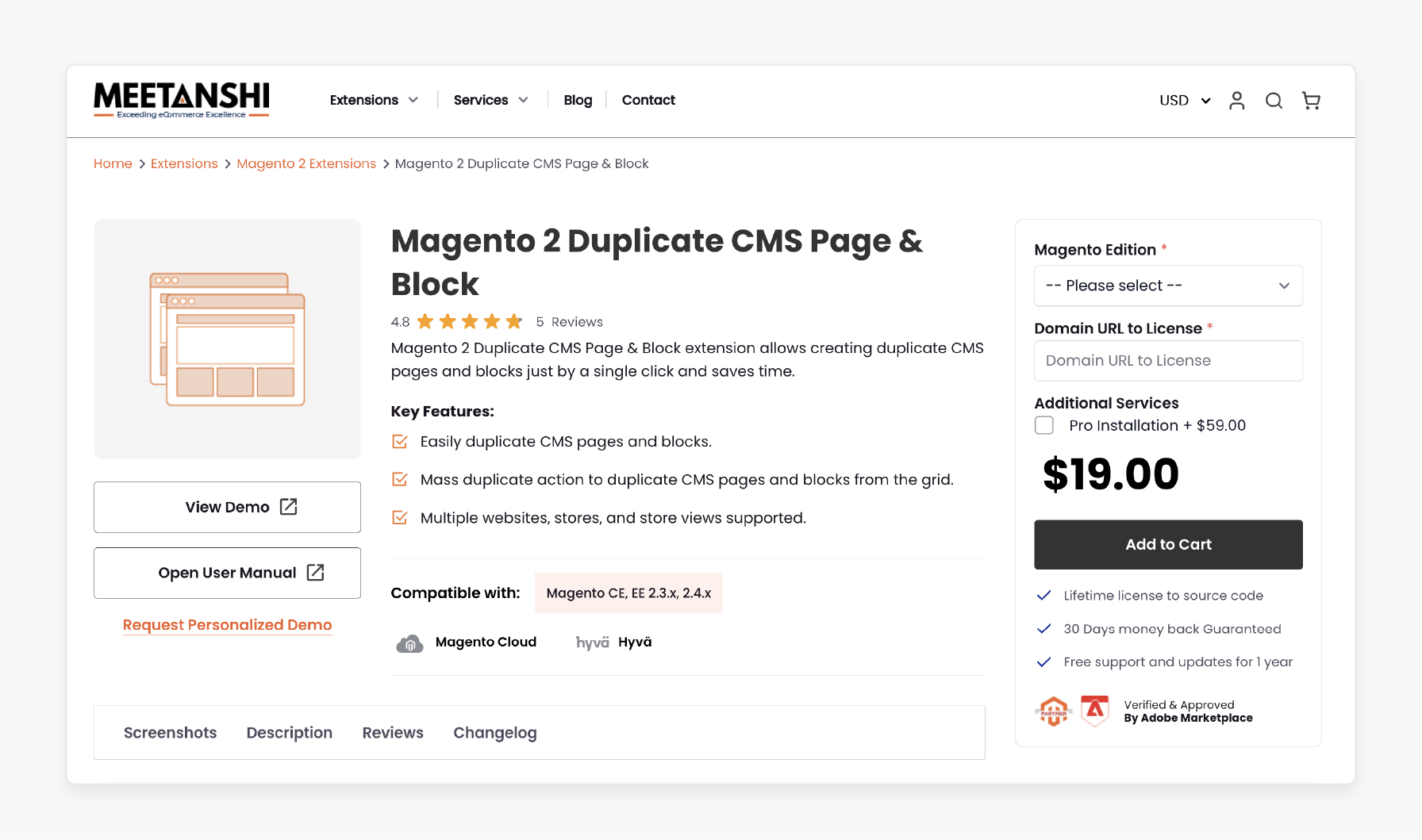 Magento 2 Duplicate CMS Page &amp; Block - Meetanshi