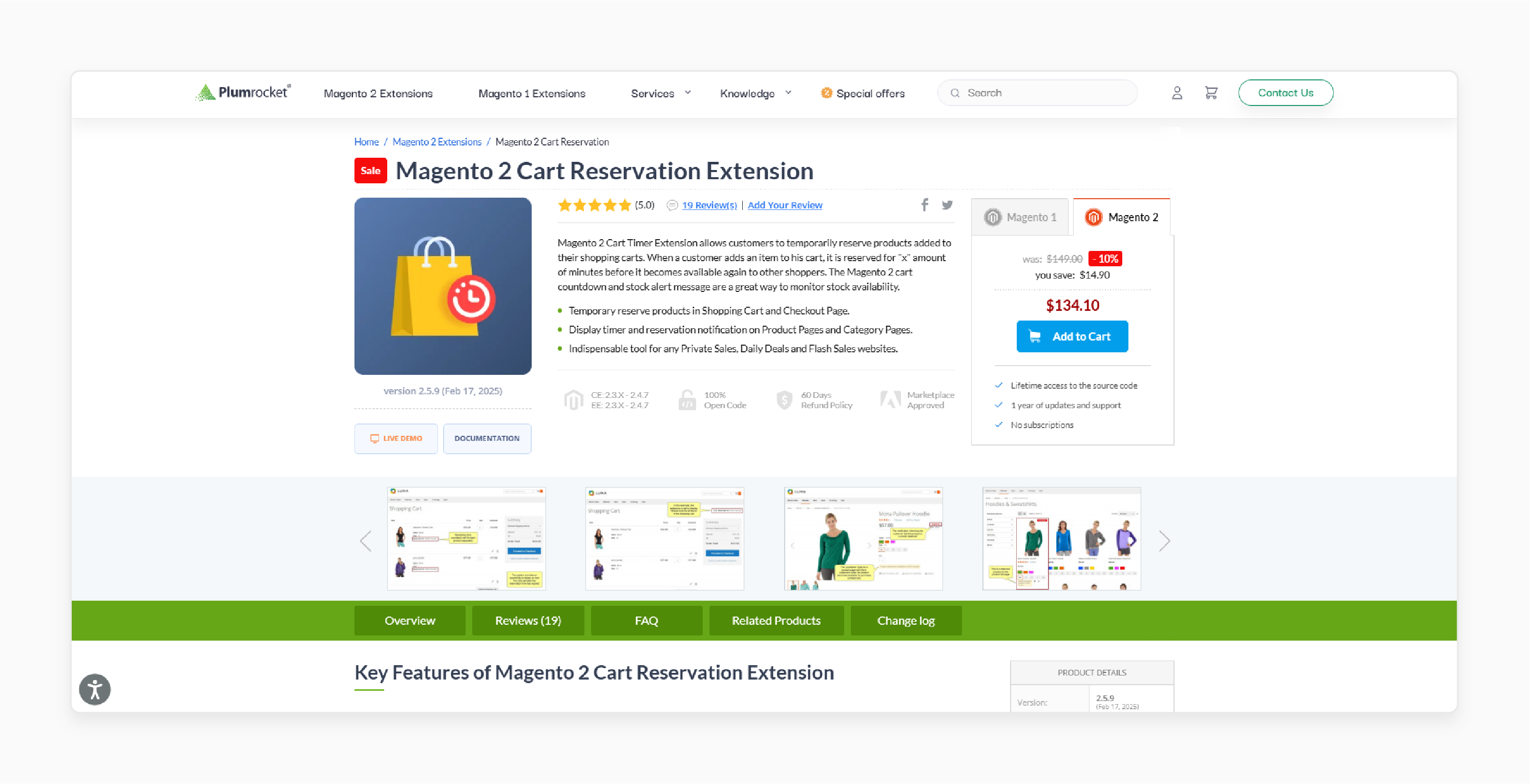Magento 2 Cart Reservation Extension - Plumrocket