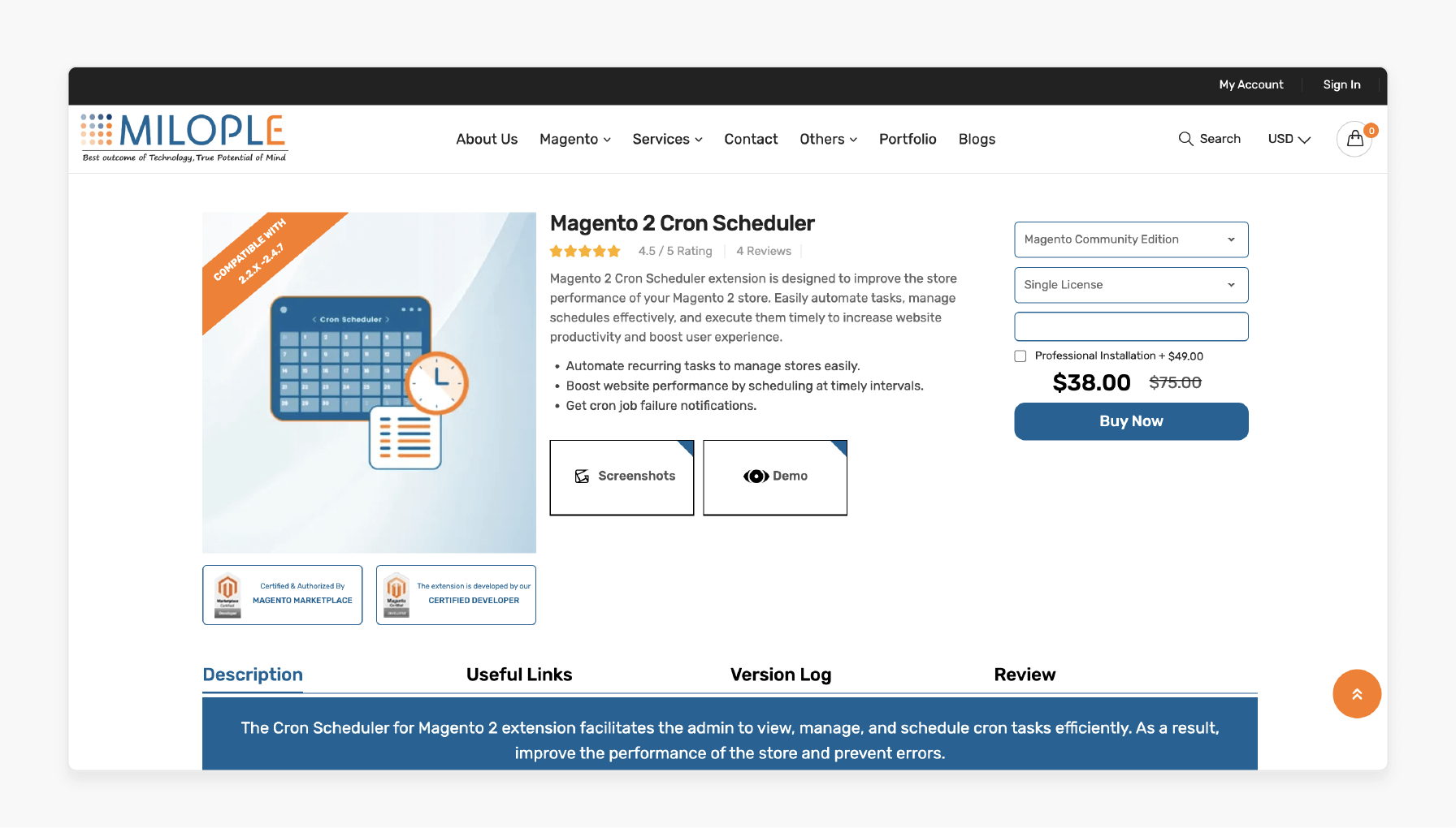 Milople Magento 2 Cron Scheduler