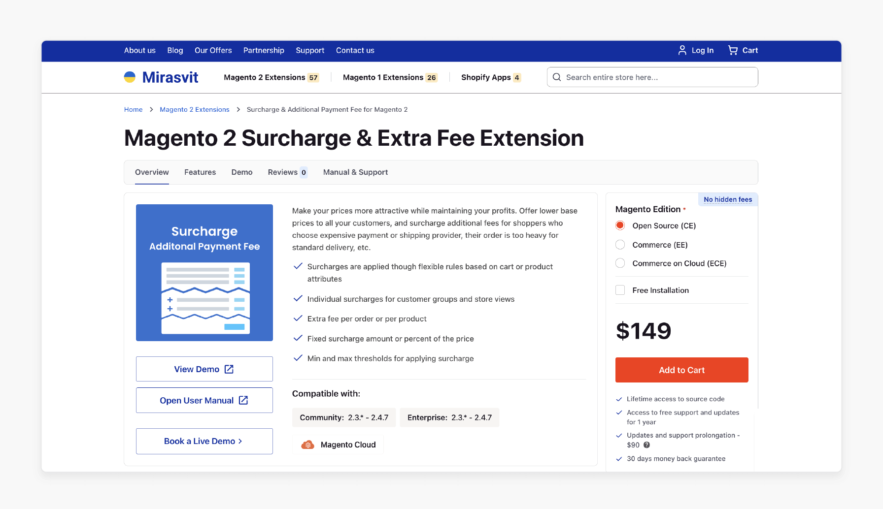 Magento 2 Surcharge &amp; Extra Fee Extension - Mirasvit