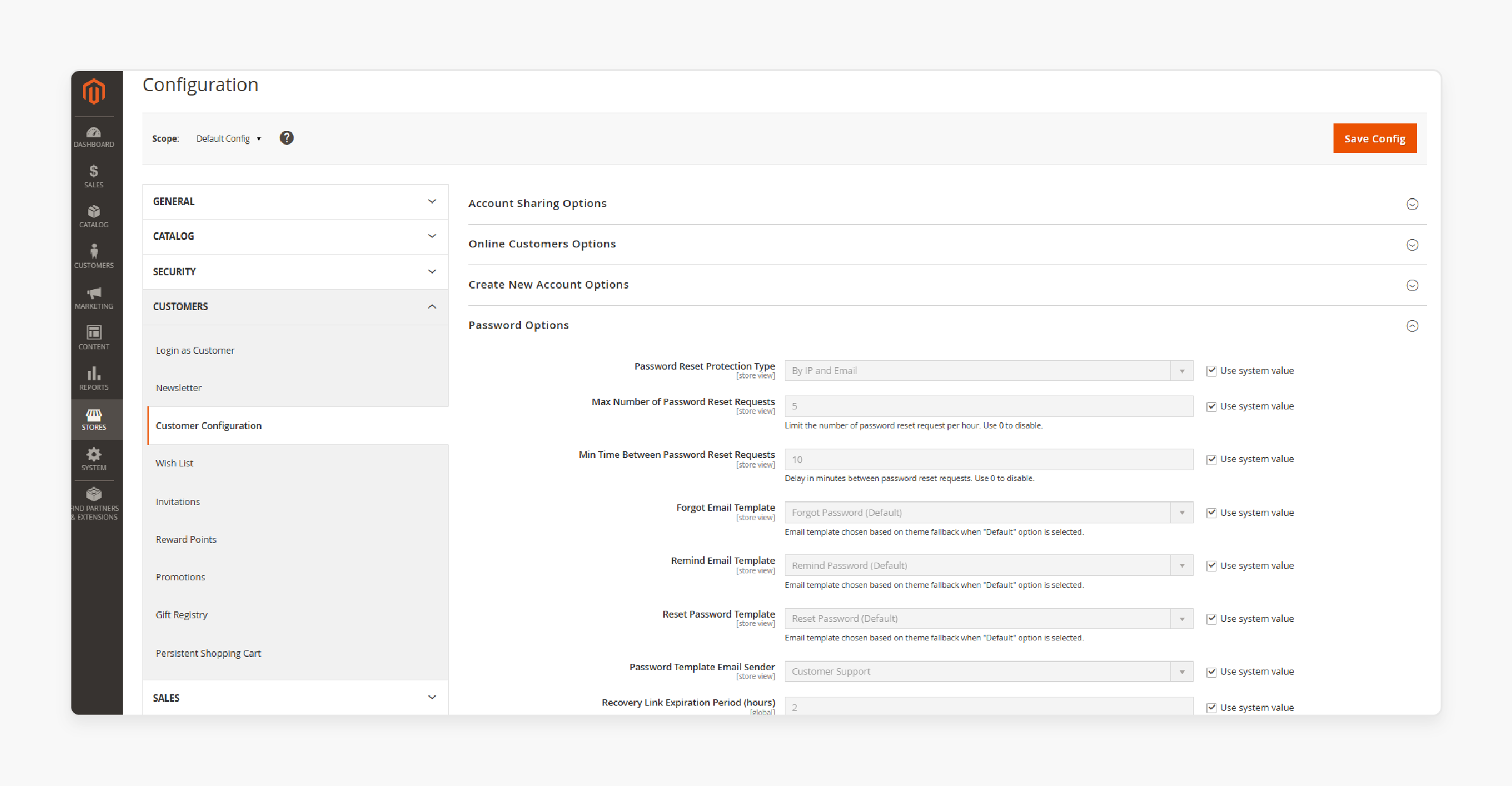 Go to Stores &gt; Configuration &gt; Customers &gt; Customer Configuration
