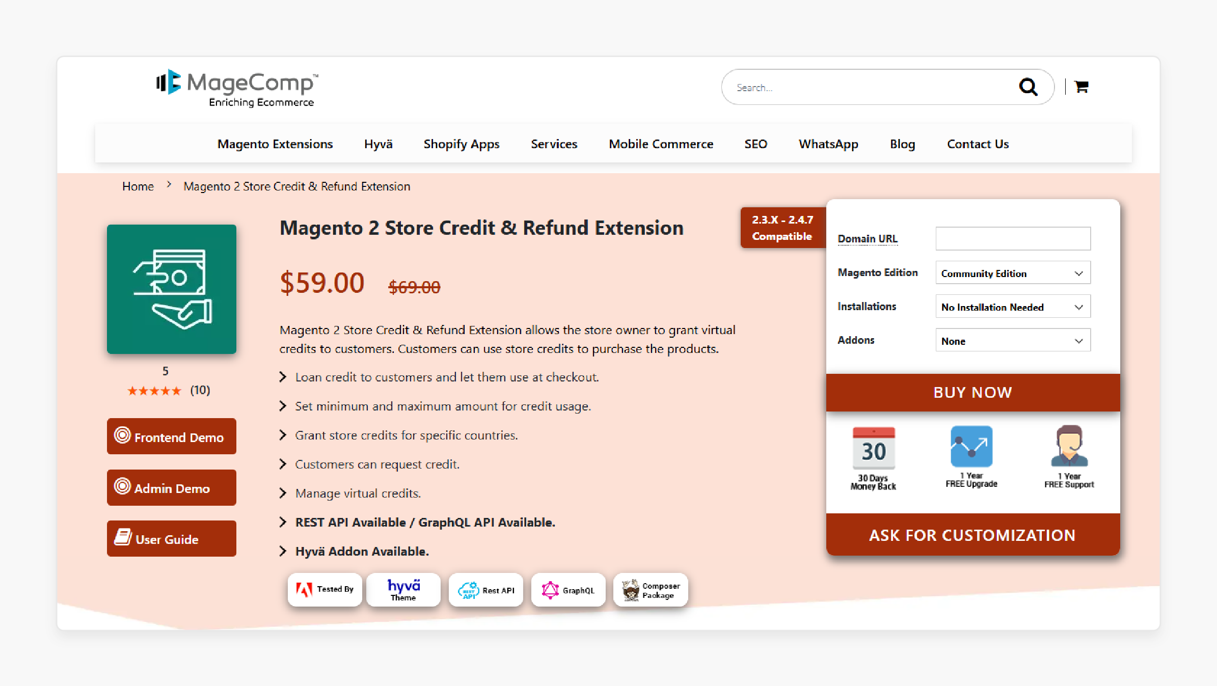 Magecomp Magento 2 Store Credit &amp; Refund Extension