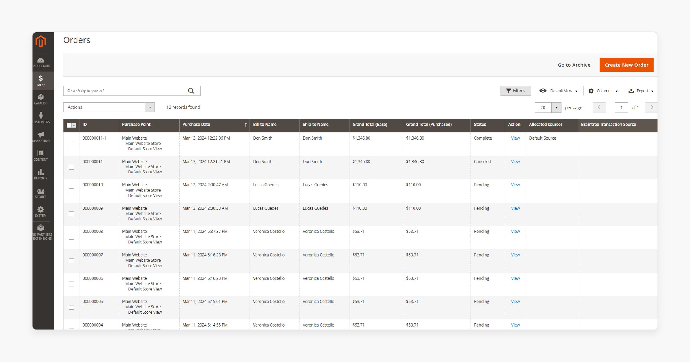 In the Admin Panel, go to Sales &gt; Orders