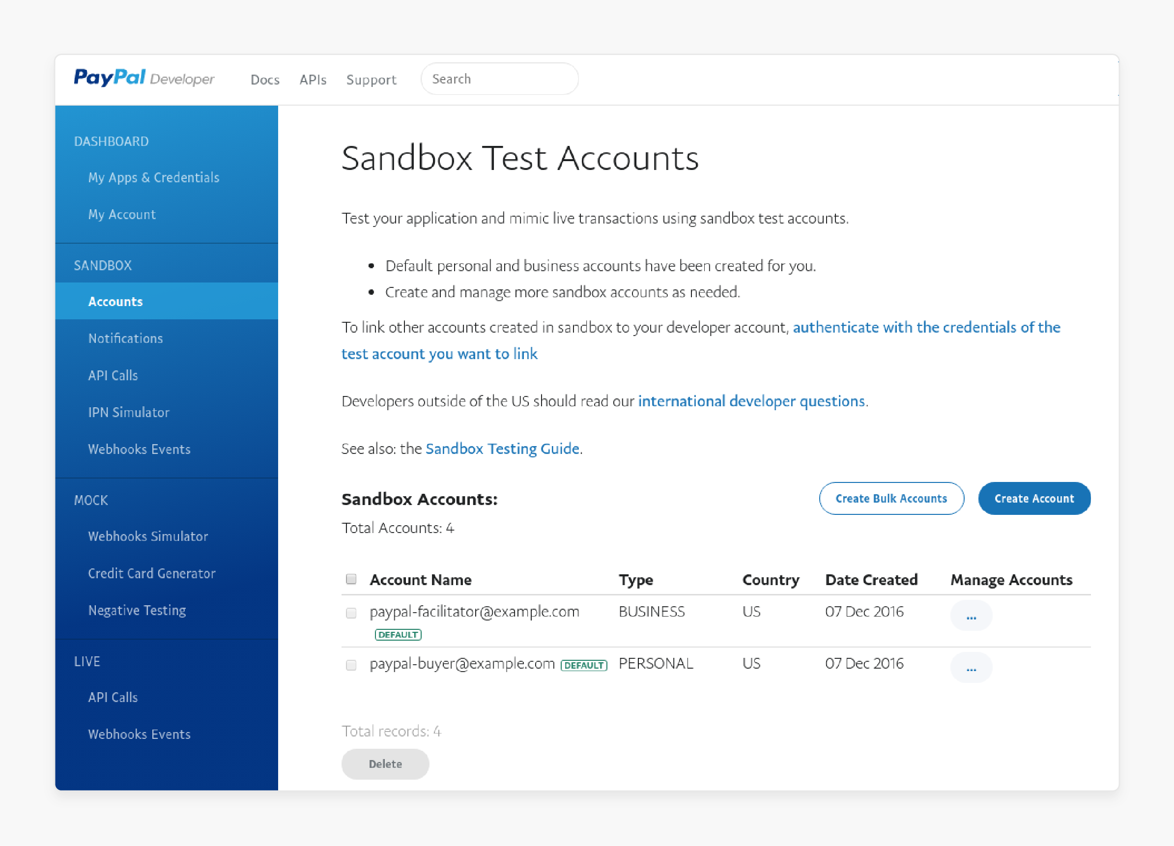 Description of PayPal Sandbox