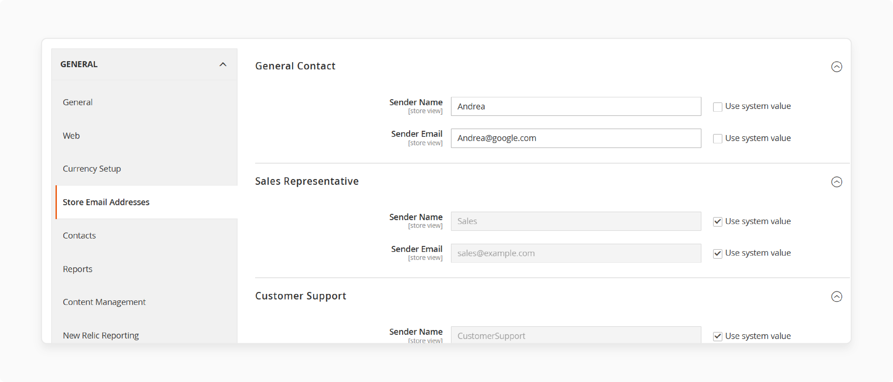 Configure Store Email Addresses While Setting Up Email Settings in Magento 2