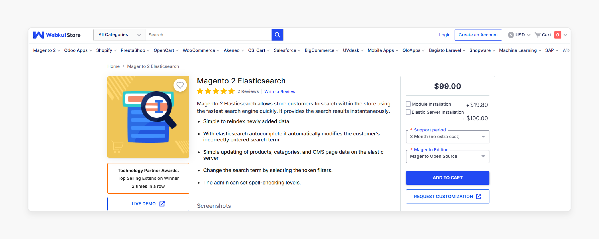 Magento 2 Elasticsearch - Webkul