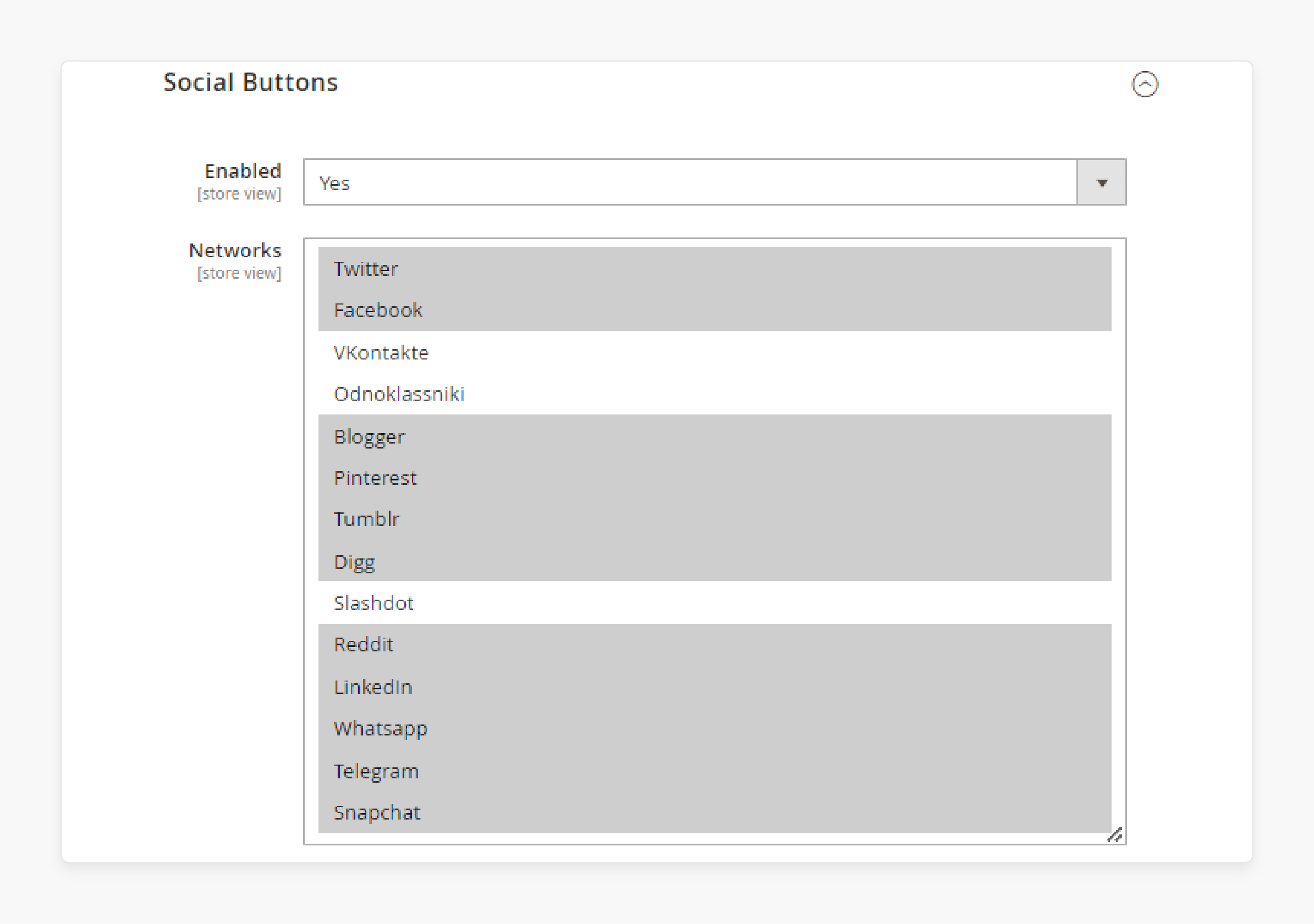 Enable social buttons in the magento 2 premium blog extension