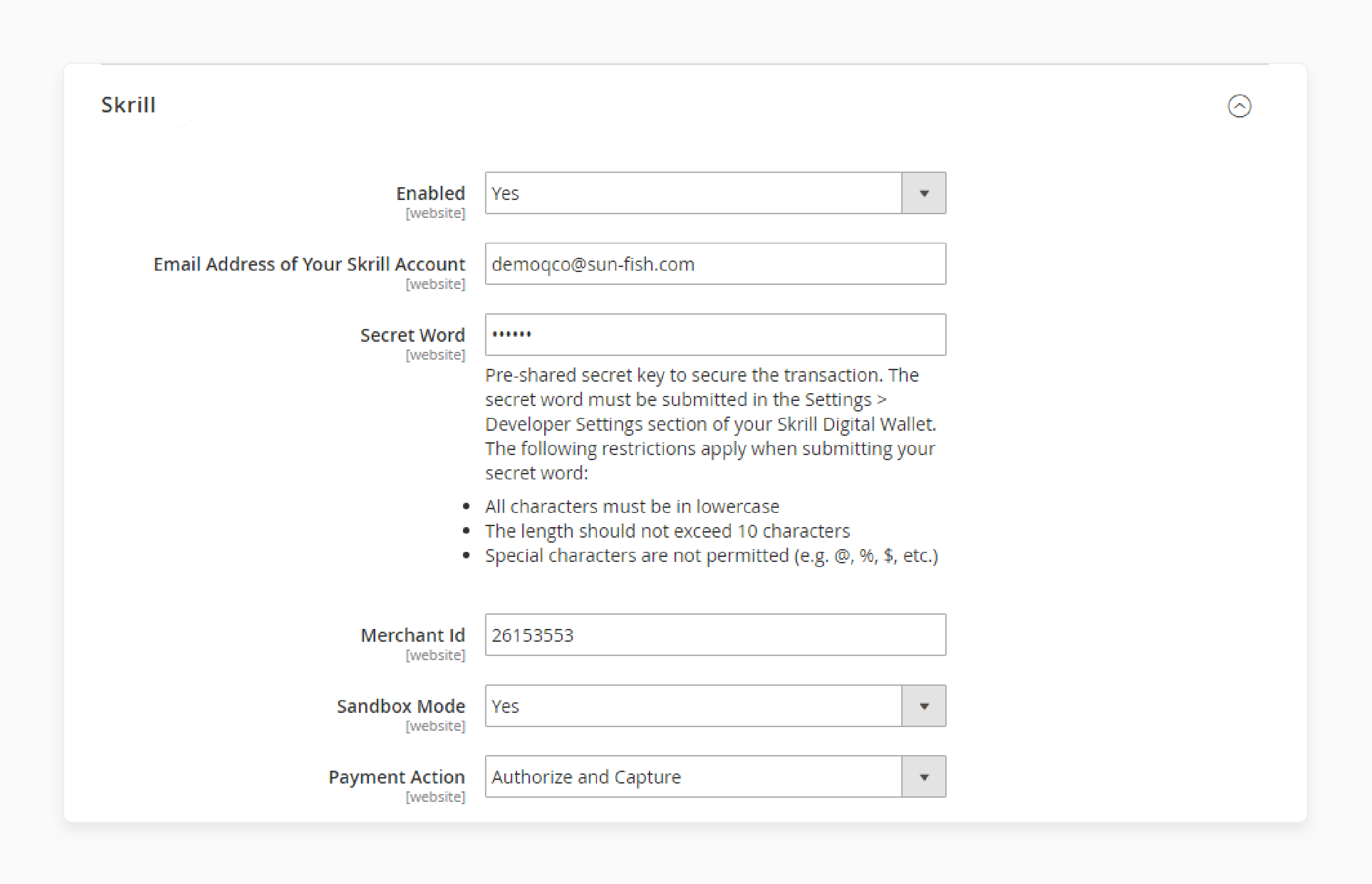 Enable the Magento 2 skrill extension
