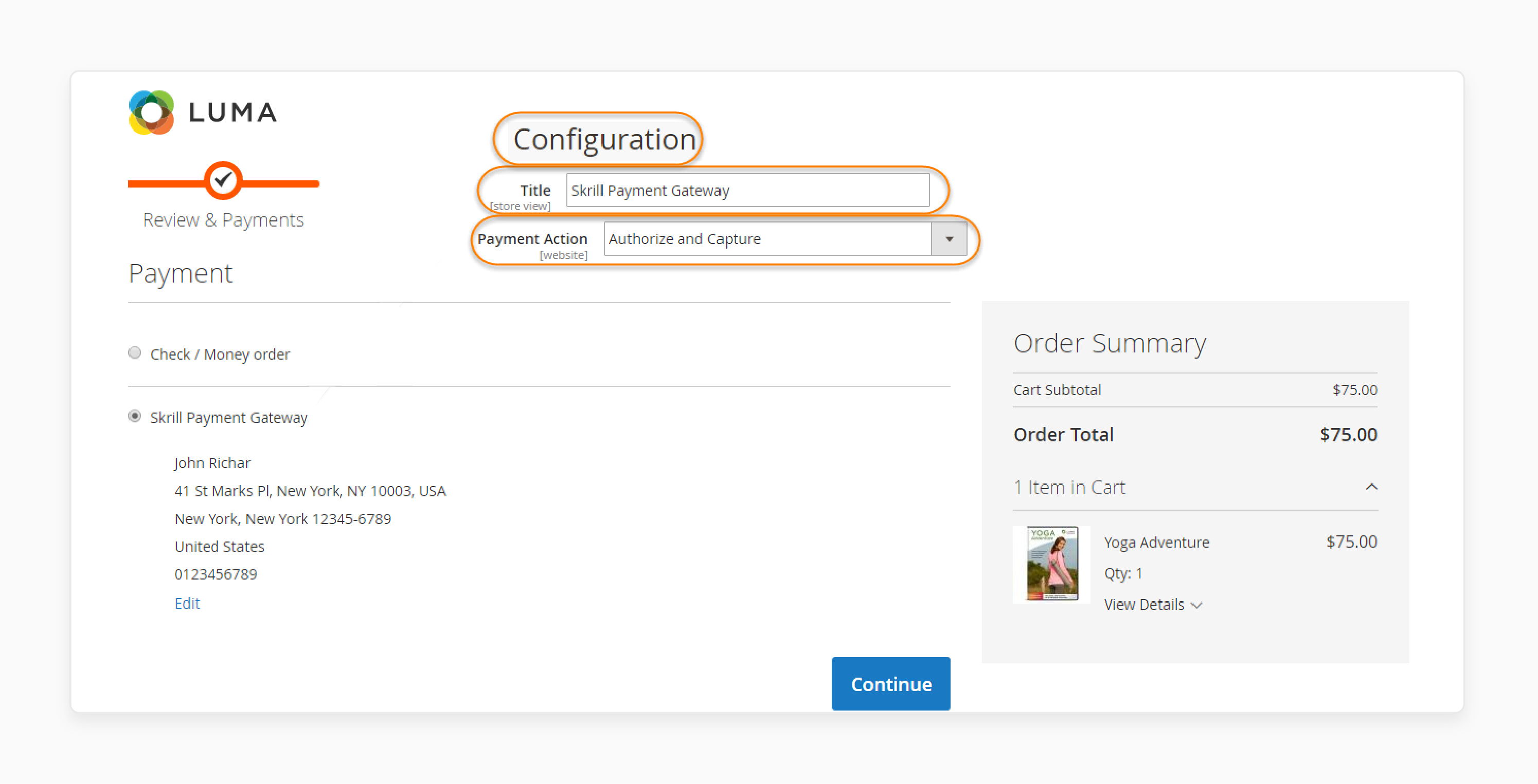 Test the Magento 2 skrill extension