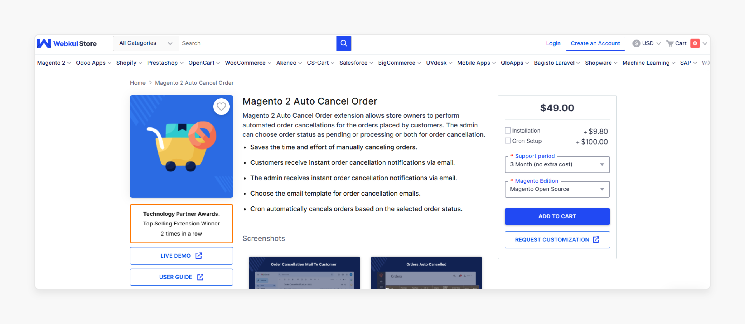 Magento 2 Auto Cancel Order - Webkul