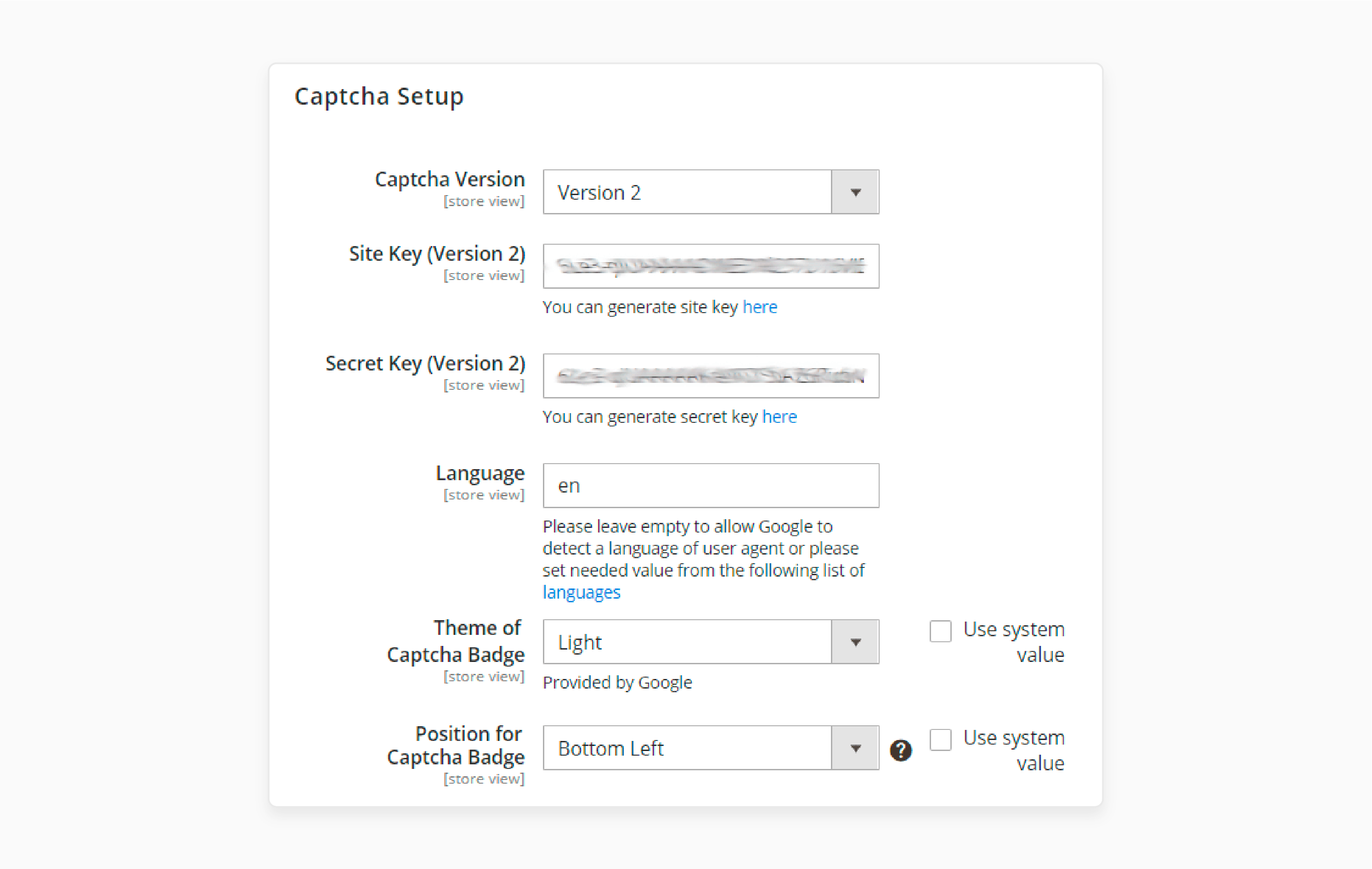 Generate Site key and Secret key from Google for Magento 2 Security Suite Extension