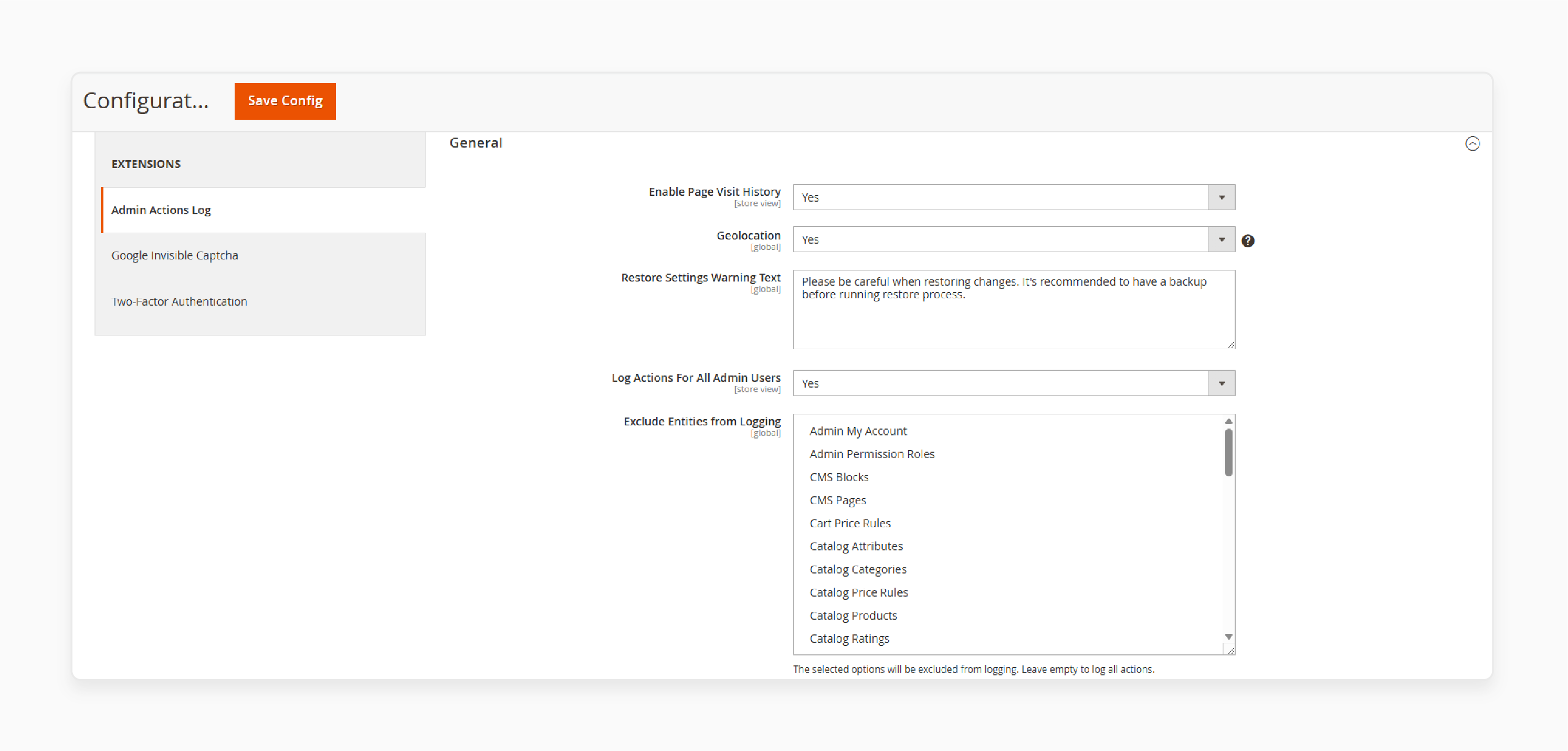 Configure Admin Actions Log for Magento 2 Security Suite Extension