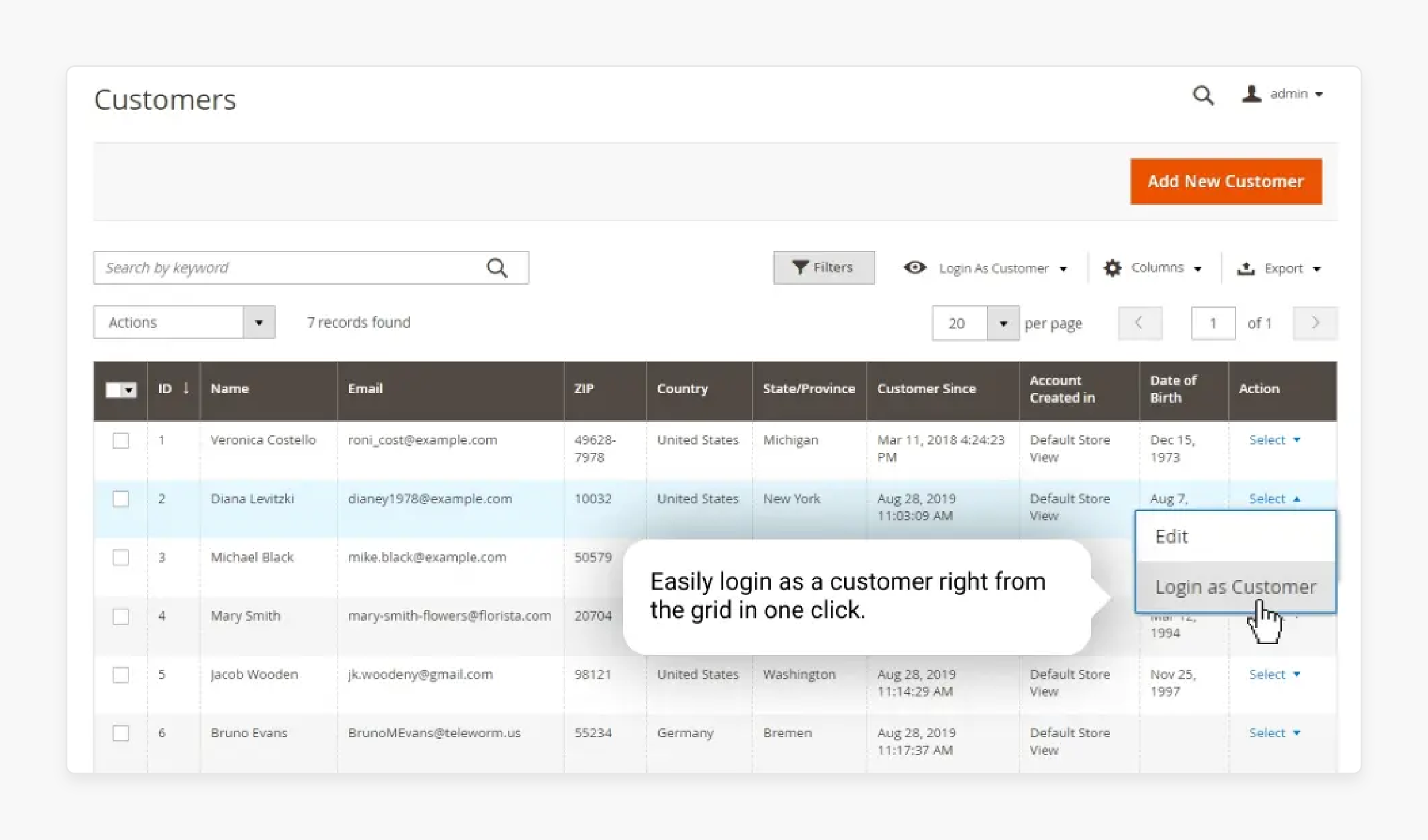 Step 1: From the Customers Grid