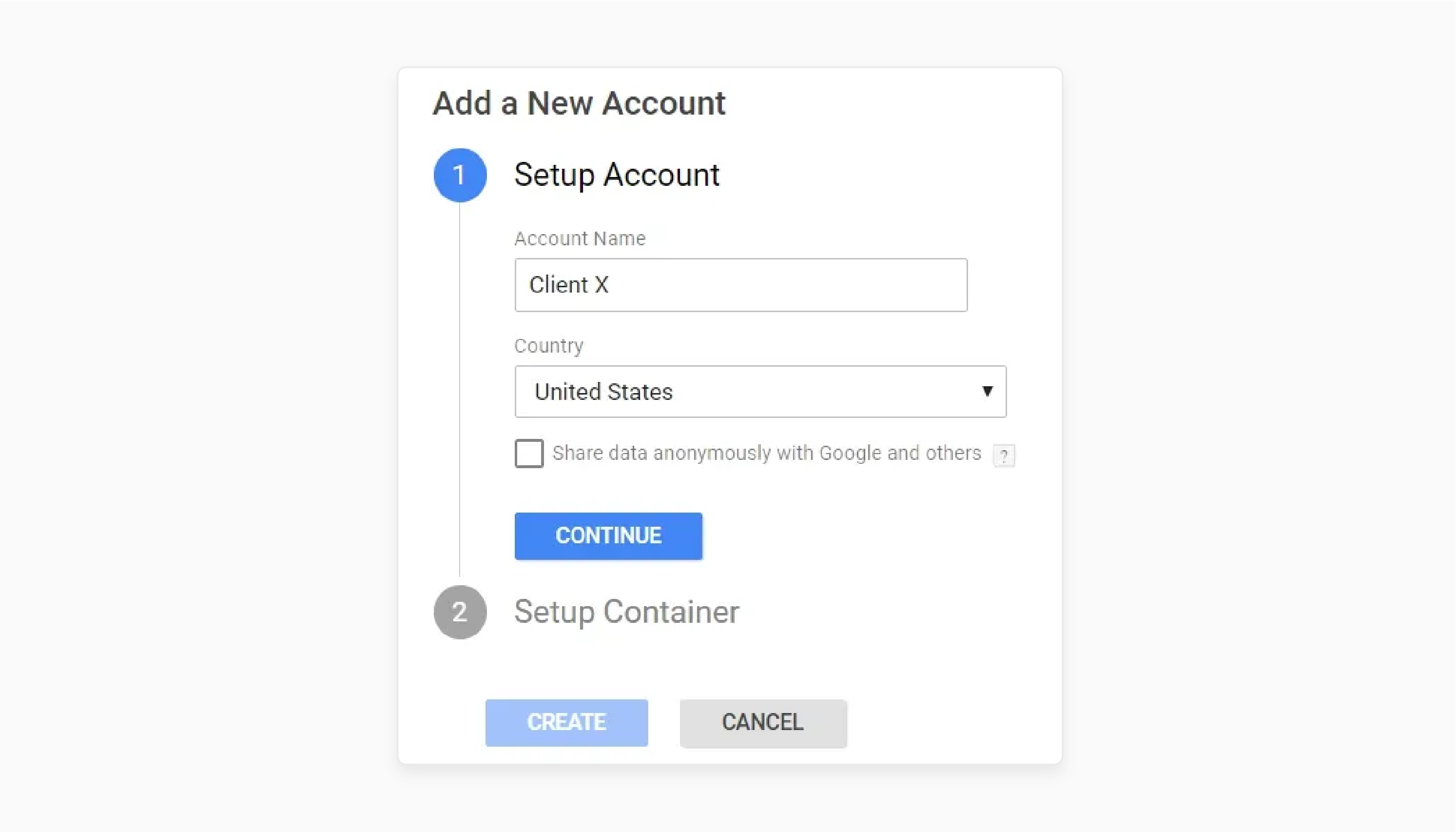 Creating a GTM Account and Container