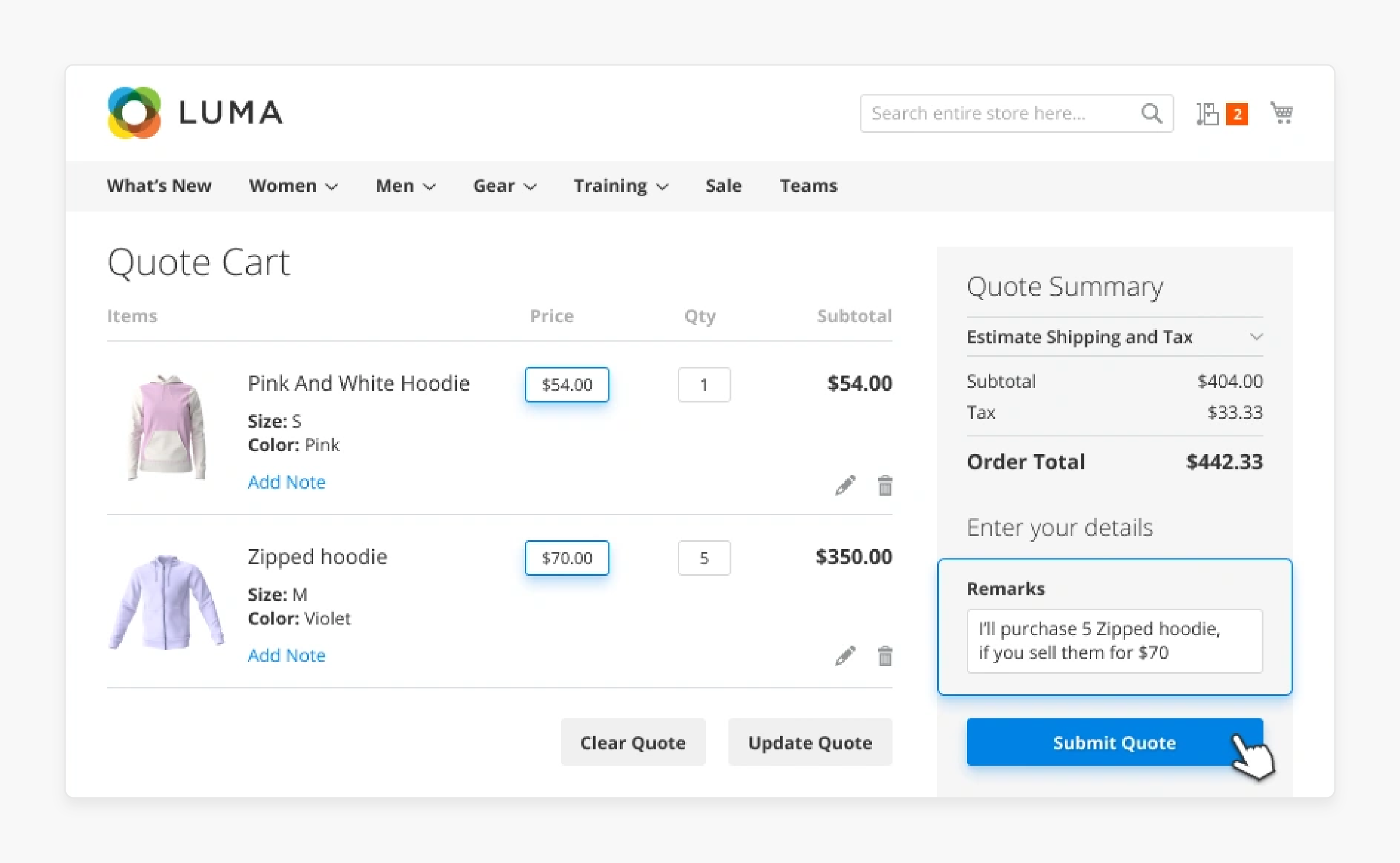 Negotiable Quotes and Custom Pricing