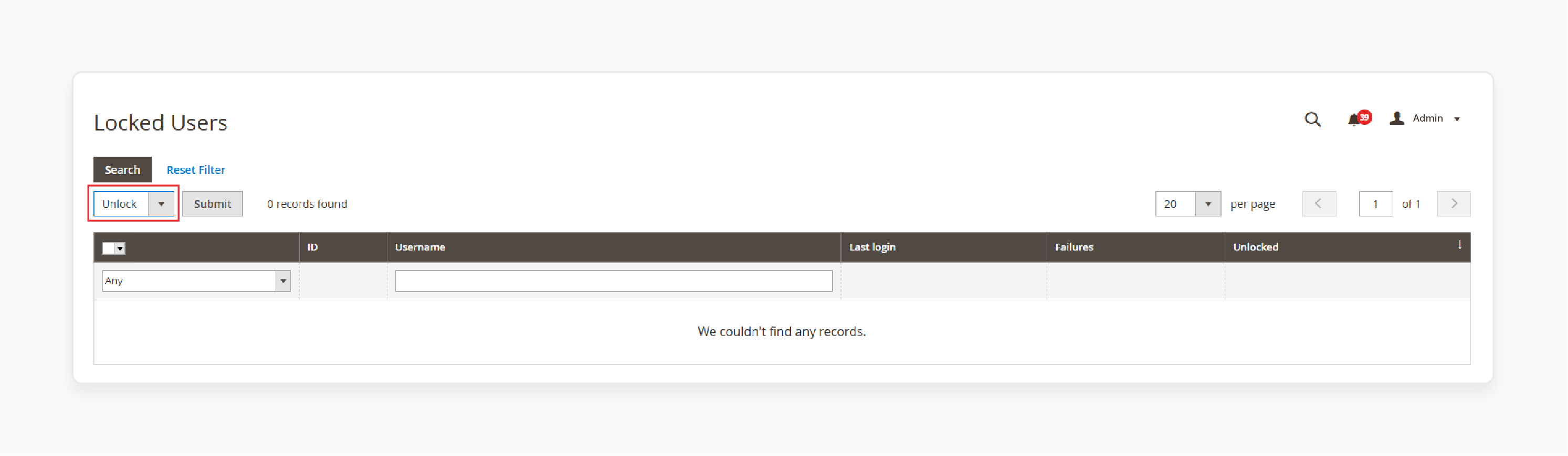 Unlocking via Admin Panel