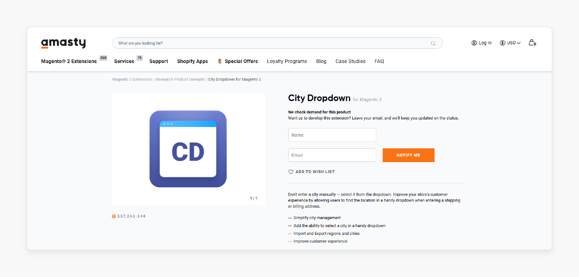 Amasty Magento 2 City and Region Manager
