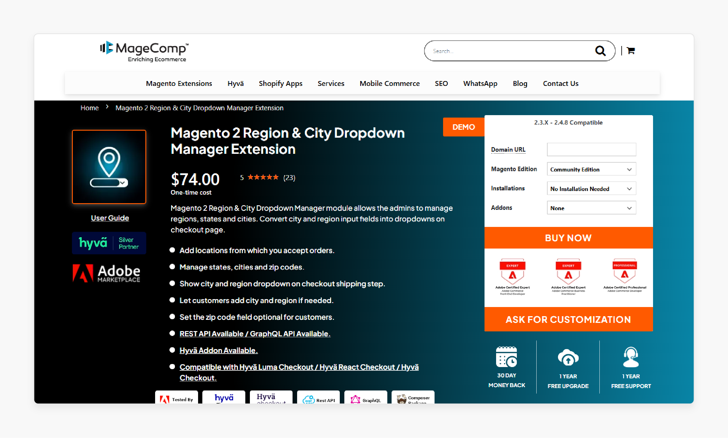 MageComp Magento 2 City and Region Manager
