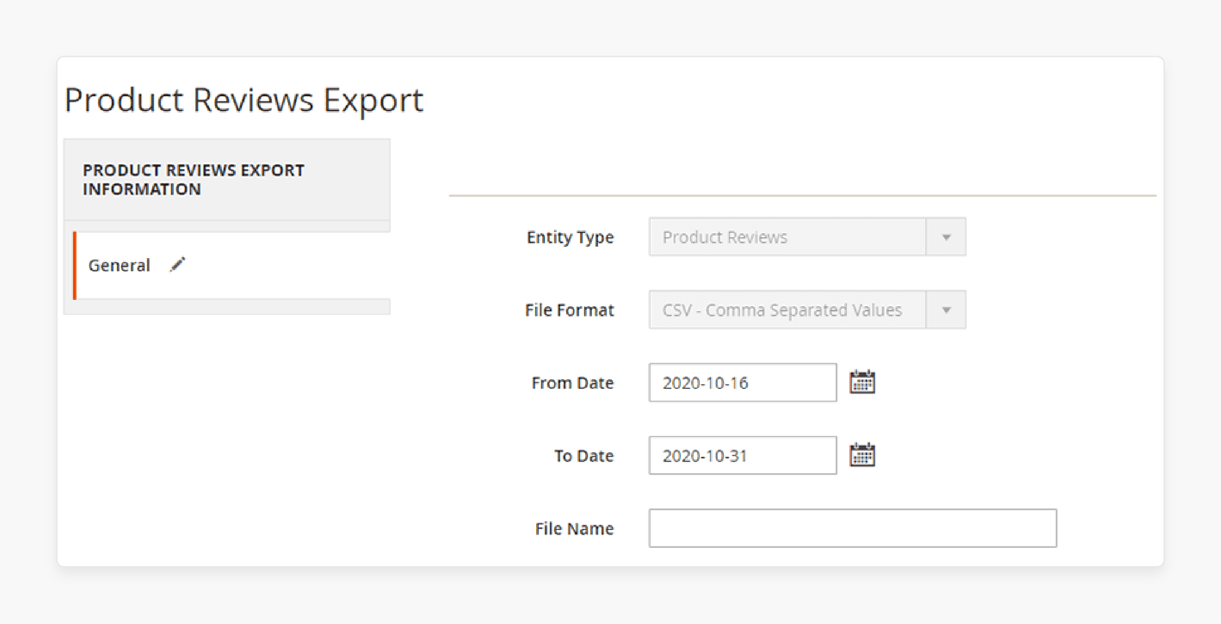 Confirm Entity Type for Export Product Reviews in Magento 2